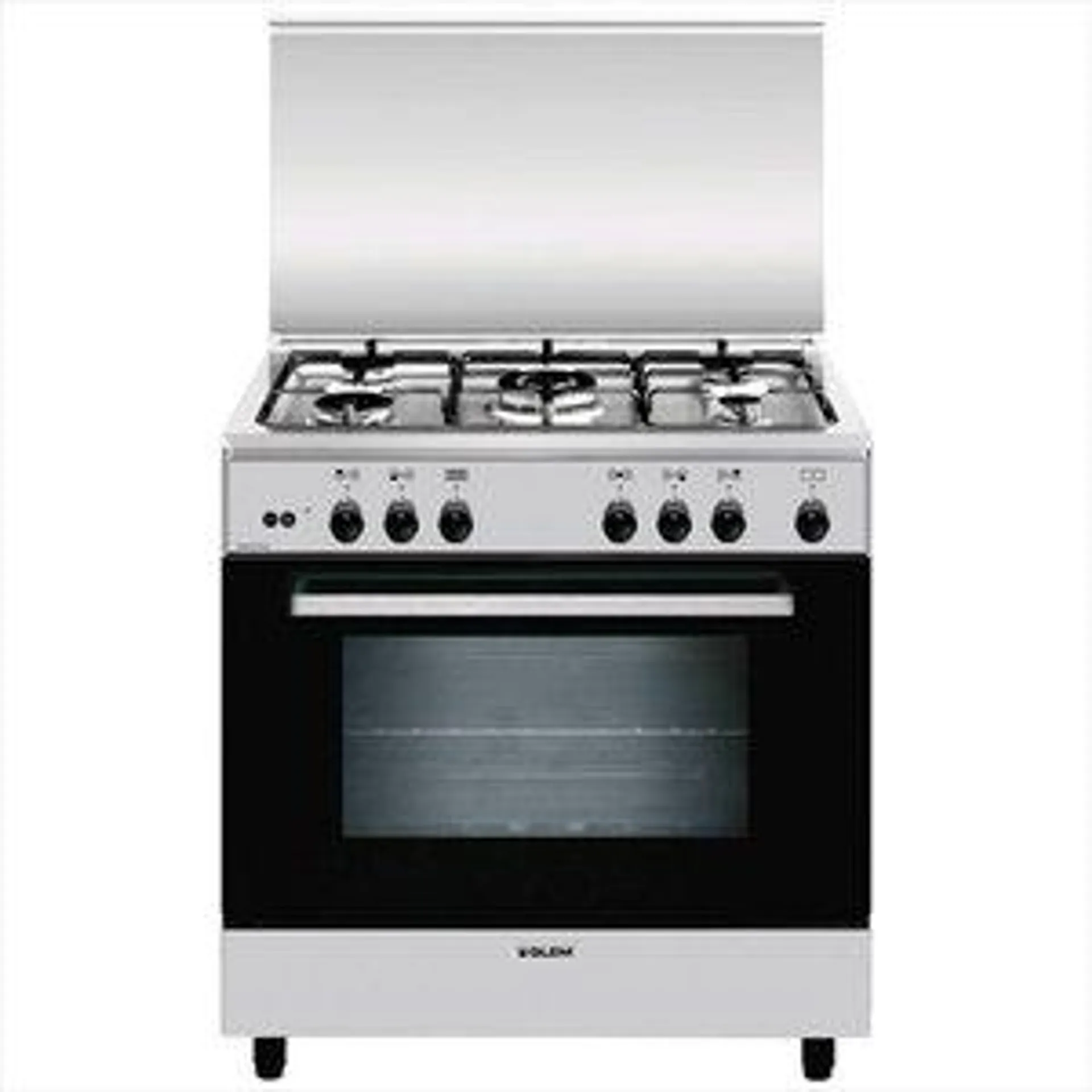 CUCINA 80X50 4 FUOCHI + 1 TRIPLA CORONA FORNO A GAS INOX