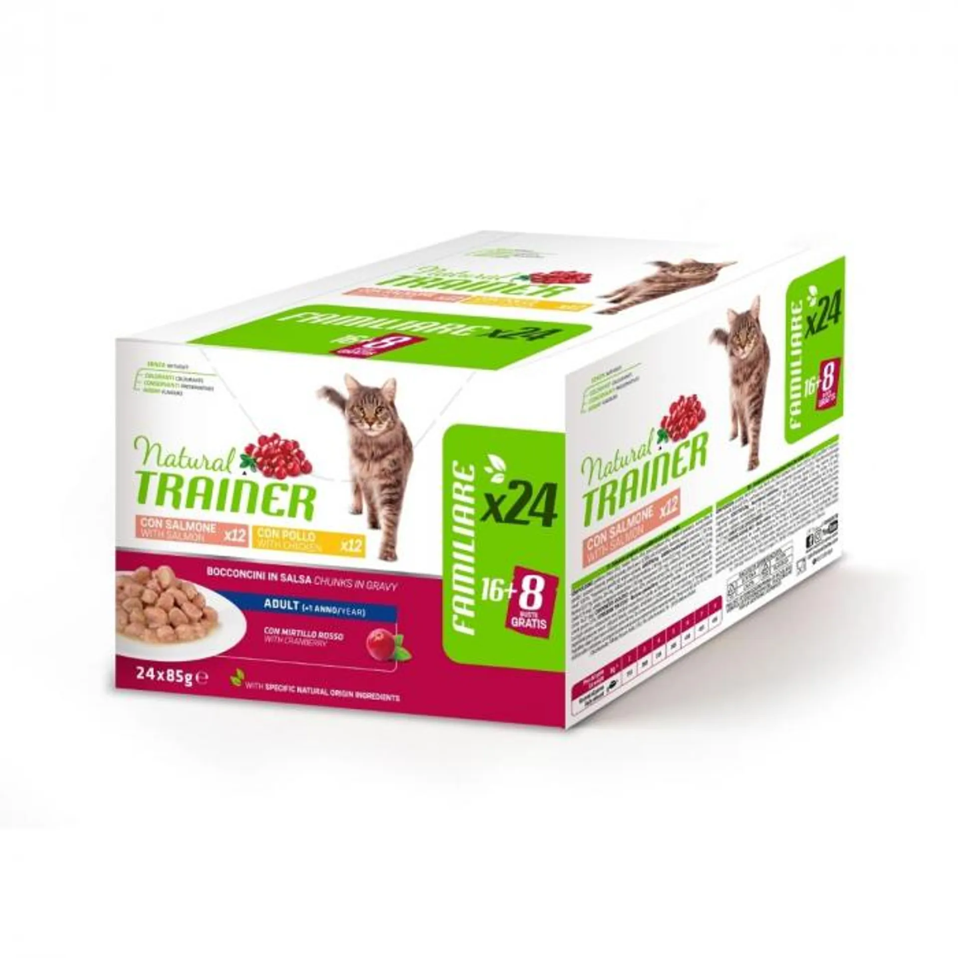 Natural Trainer Sterilised Cat Adult bocconcini per gatti in Salsa Multipack 24x85gr