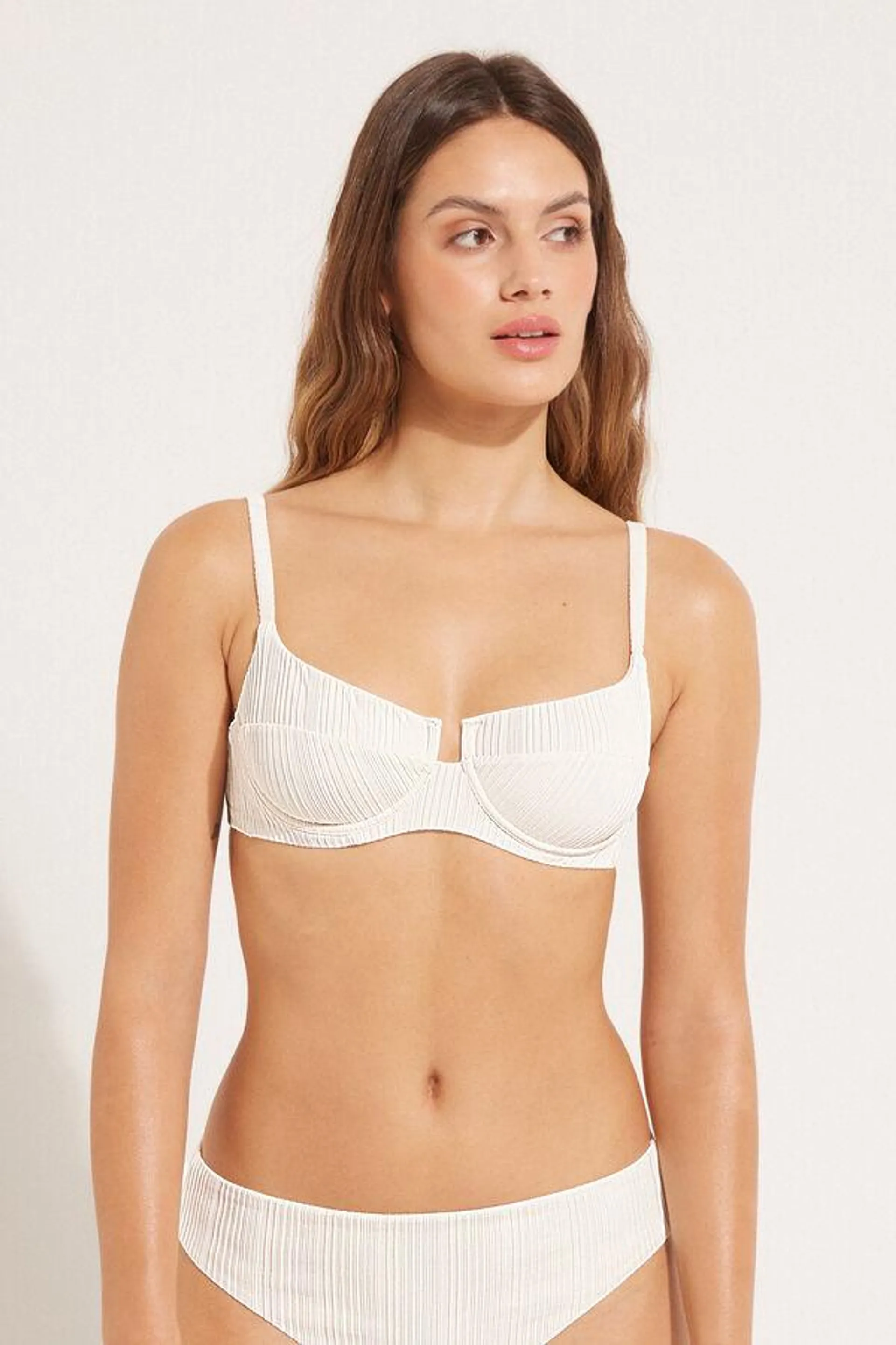 Bikini Balconcino Costine Crema