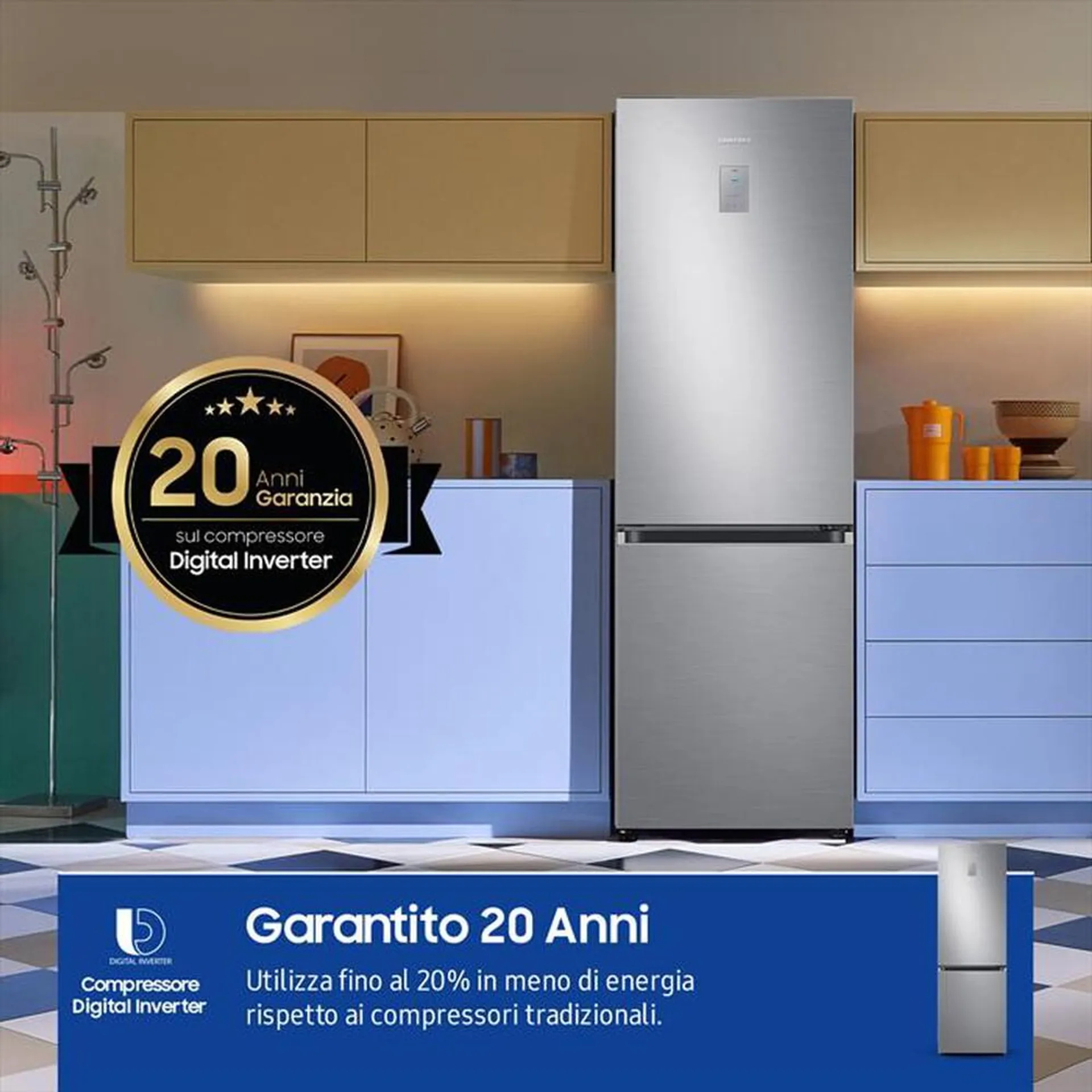 SAMSUNG - Frigorifero combinato RB34C775CS9/EF ClasseC 344lt-METAL INOX