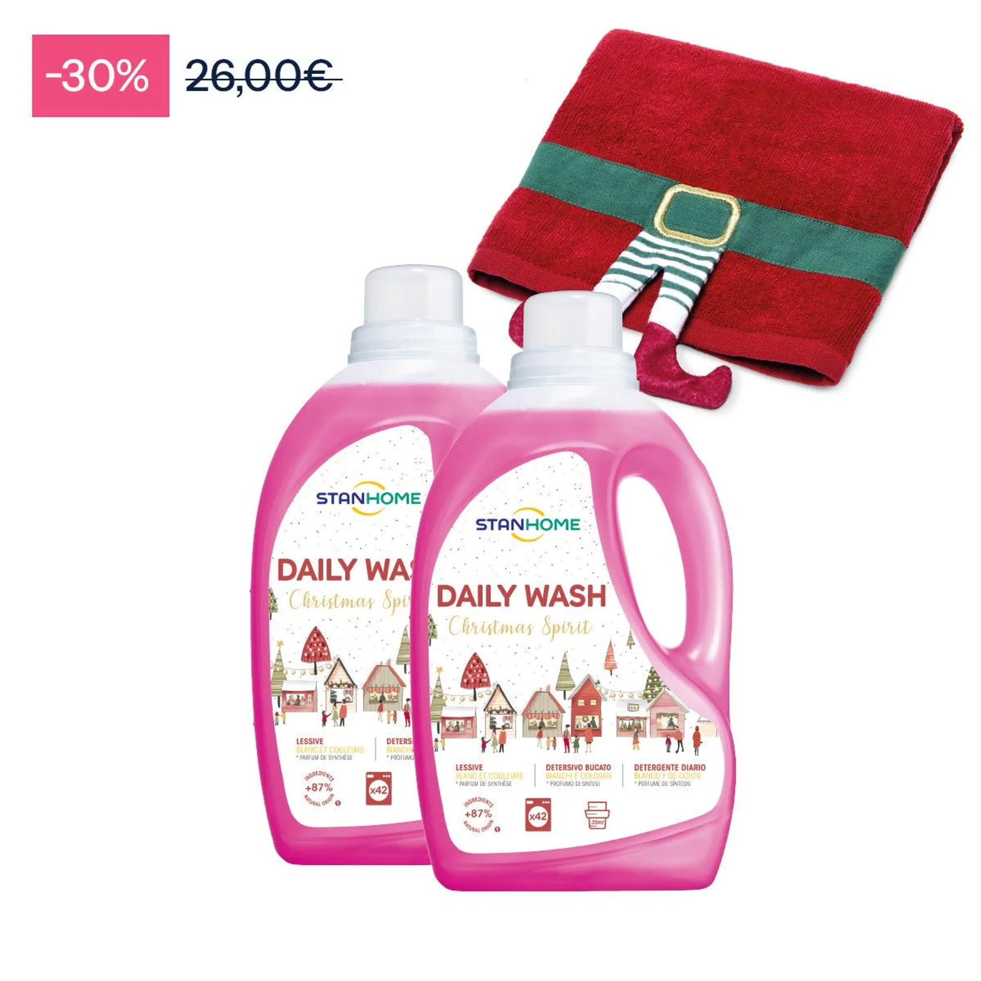 Set Natale con 2 Daily Wash e simpatico asciugamano elfo