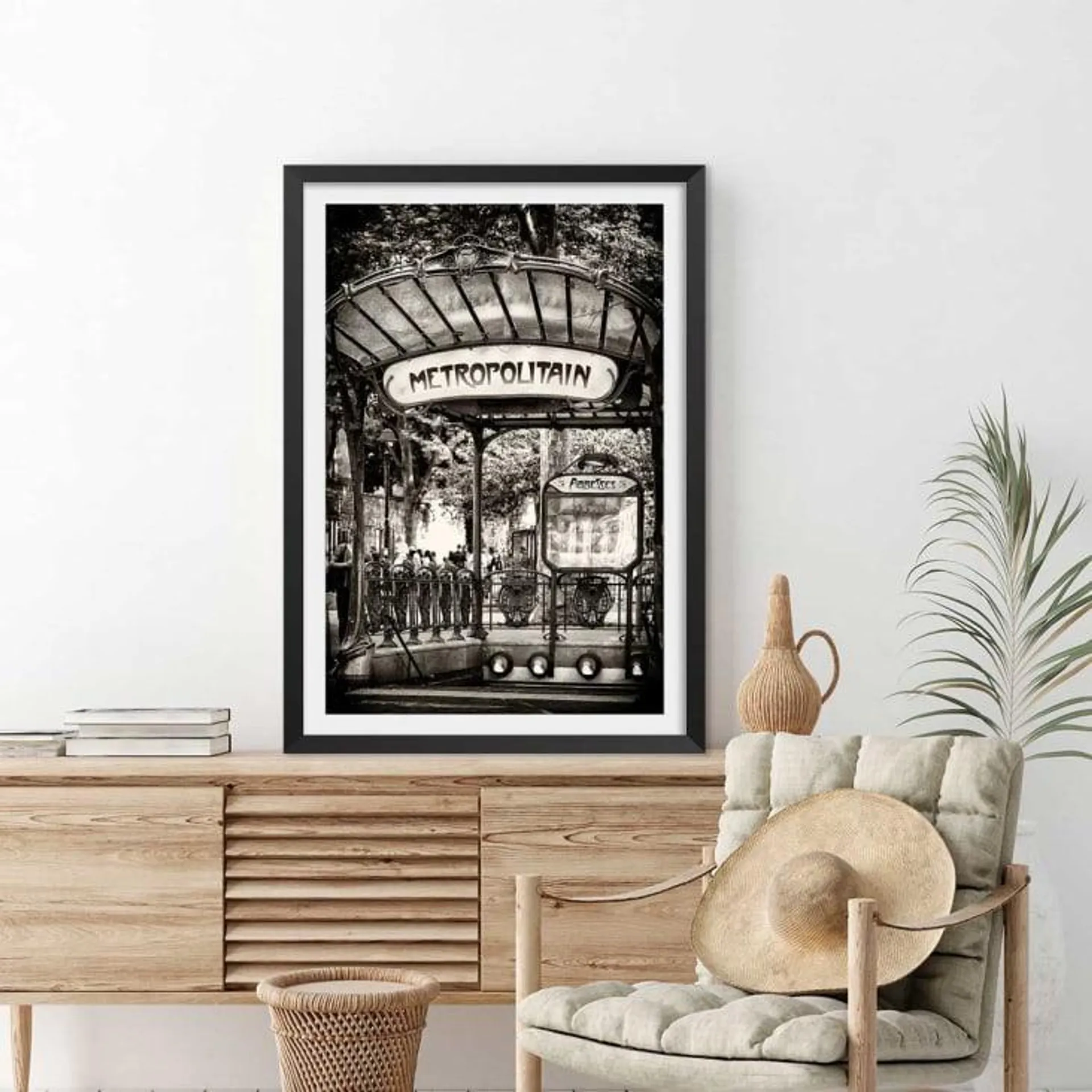 Poster delle badesse della metropolitana Paris con marco negro 40x60cm