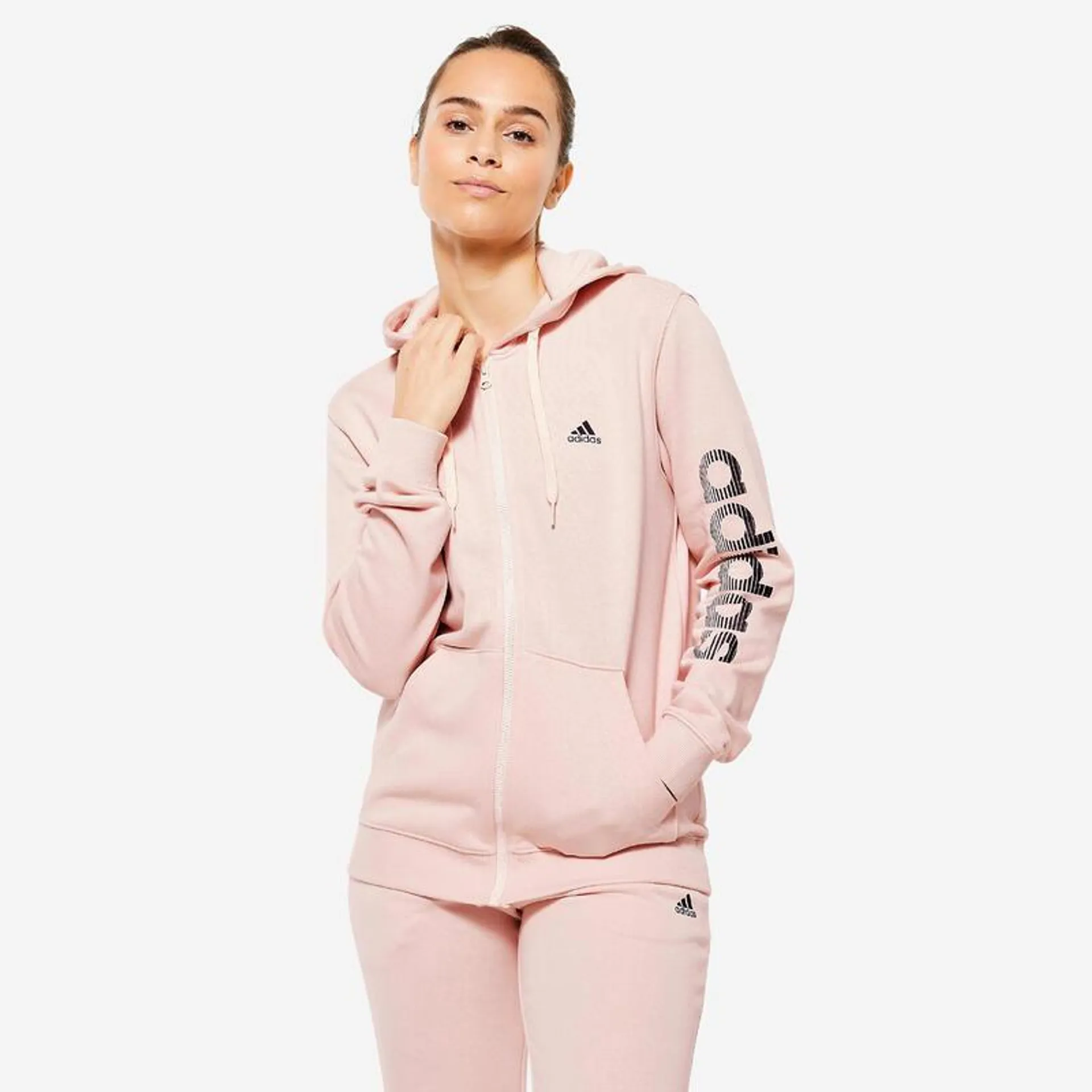 Felpa ADIDAS donna palestra con cappuccio leggera rosa