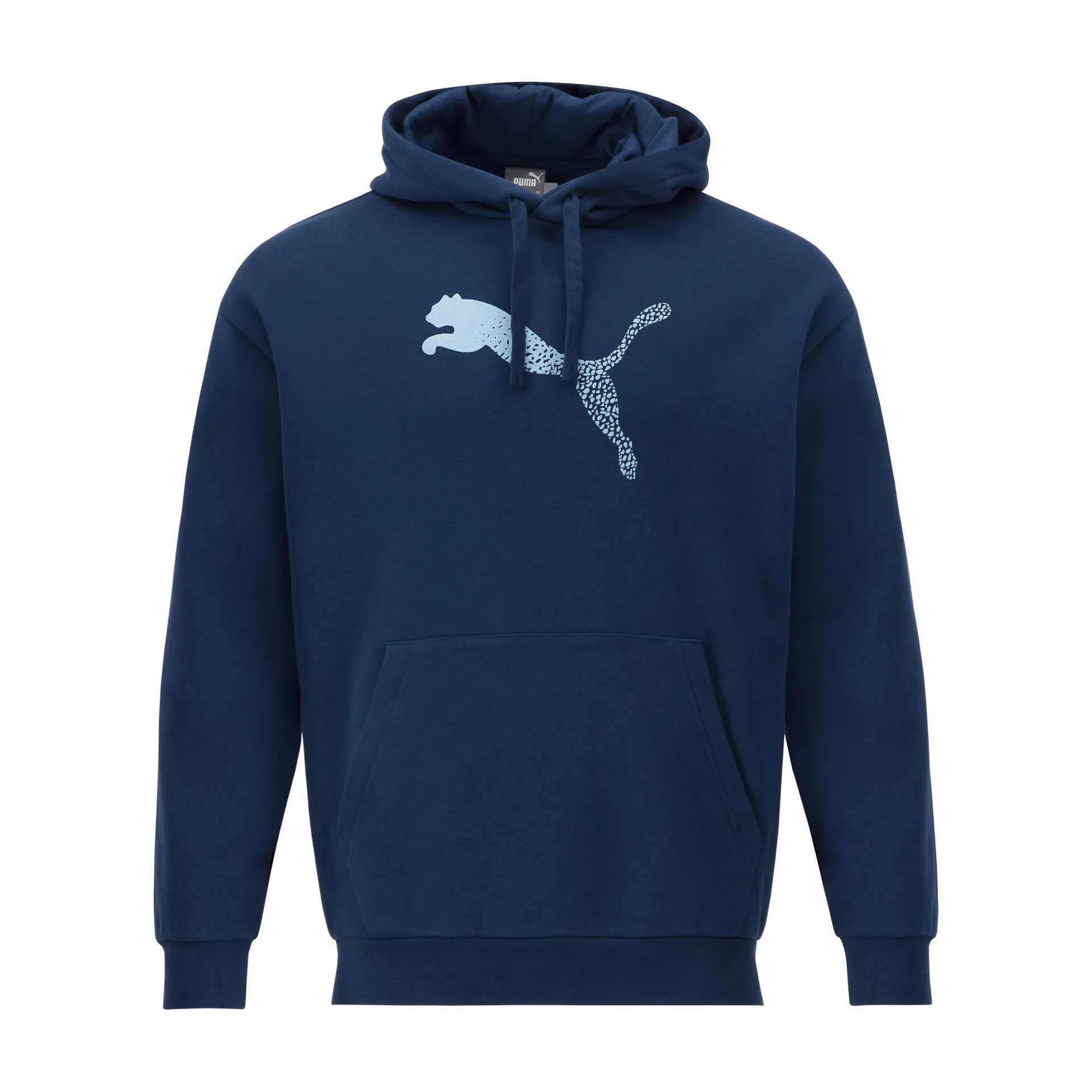 Felpa Puma uomo palestra con cappuccio pesante blu stampata