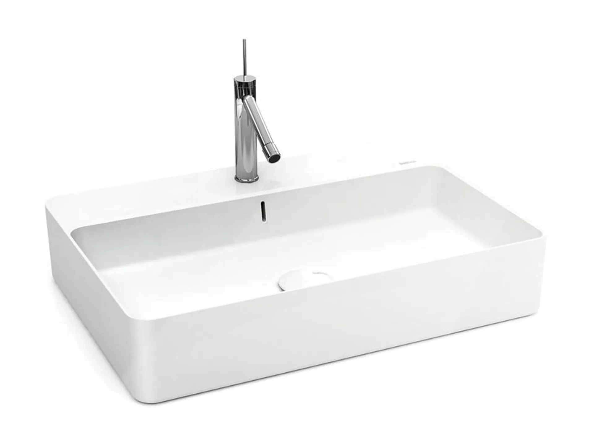 Lavabo Sospeso/Appoggio Design Santona 60X42X13 in Ceramica Lucido Bianco