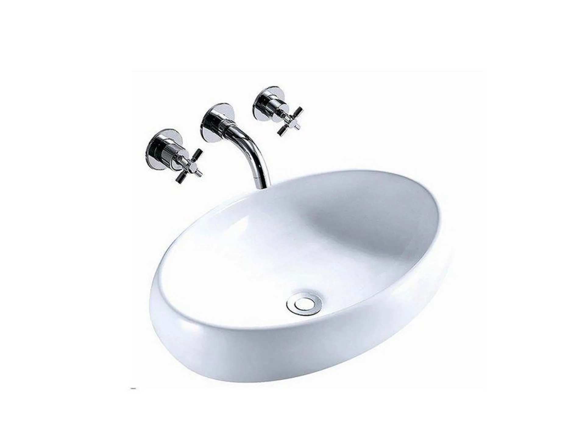 Lavabo da Appoggio Mincio 59x40 H15 in Ceramica Bianco Lucido