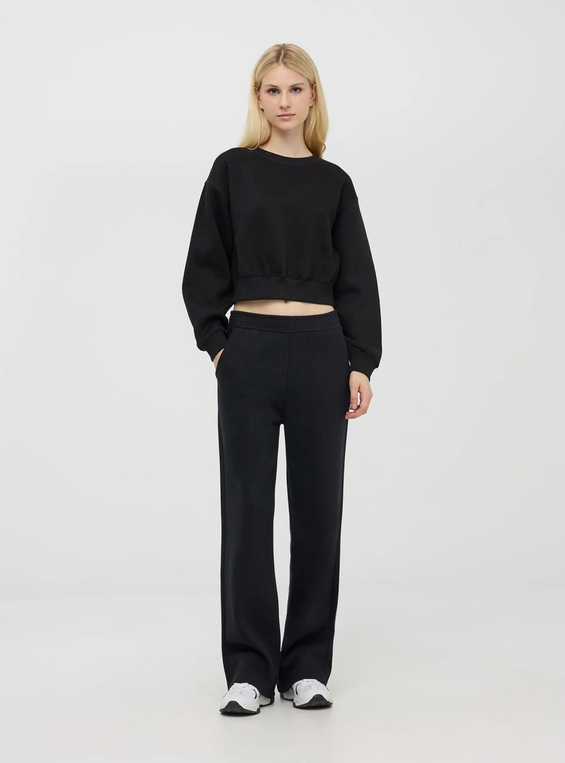 Pantaloni tuta pesanti wide leg Nero