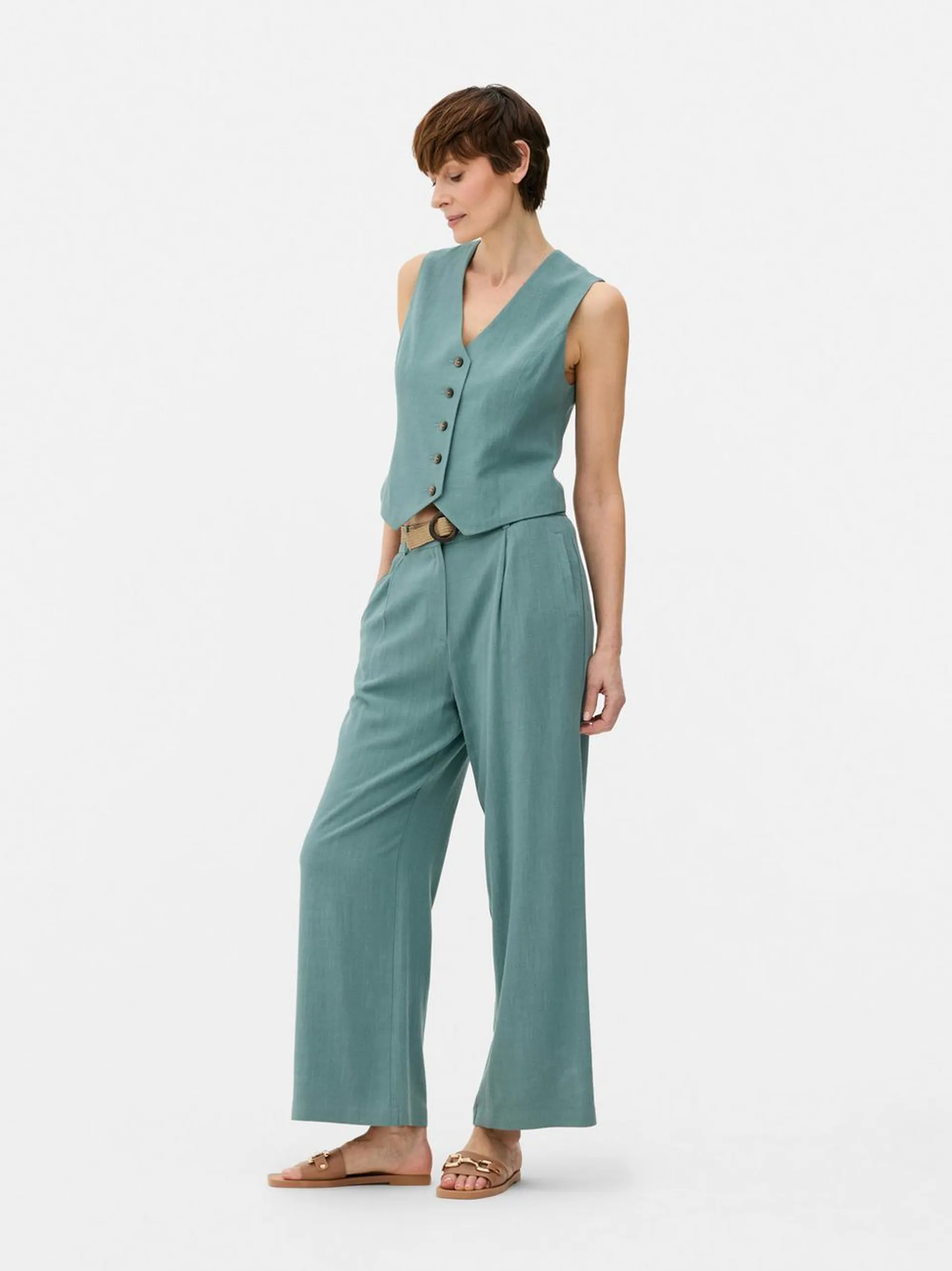 Pantaloni a gamba dritta con cintura