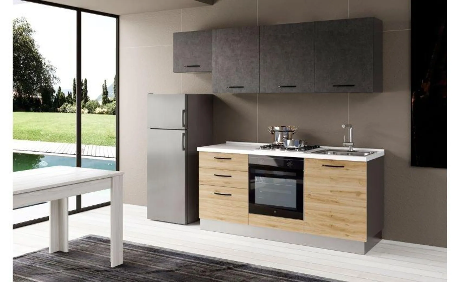 Gilda cucina 240 cm colore rovere cadiz e portland