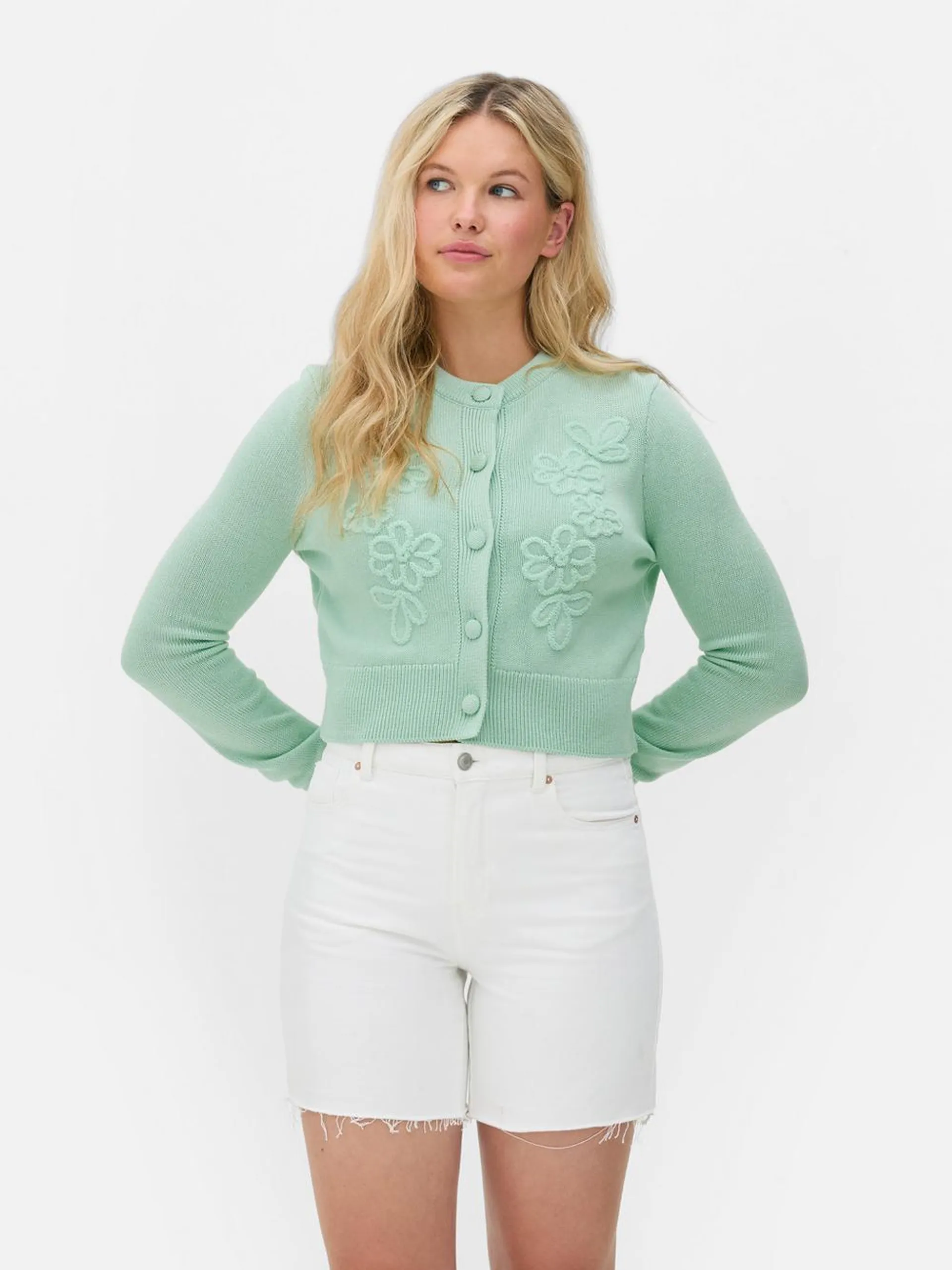 Cardigan corto a fiori