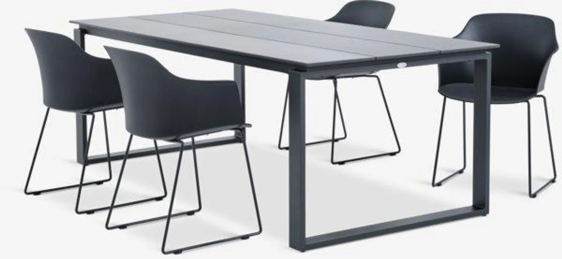 Tavolo KOPERVIK L215 cm grigio + 4 Sedie SANDVED nero