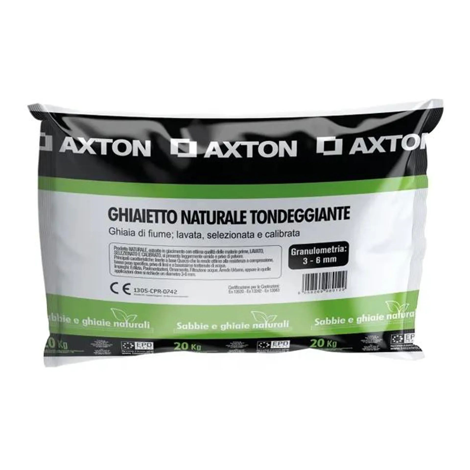 Ghiaia AXTON naturale tondeggiante di fiume 3 - 6 mm 20 kg