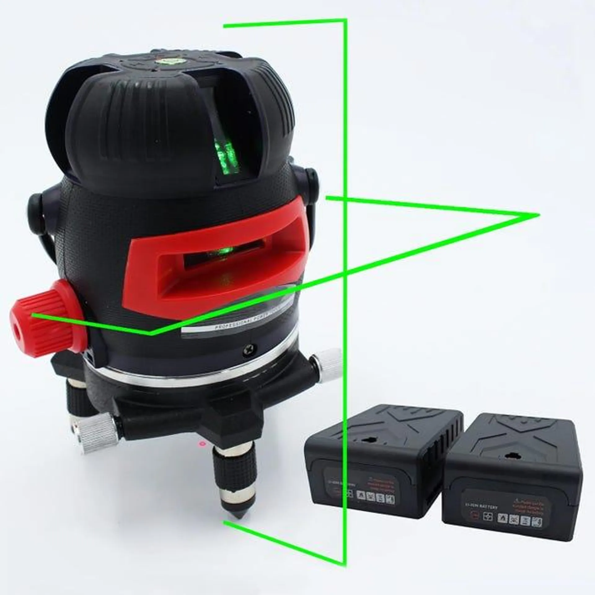 Maka Livella Laser Multifunzione Piombo Raggio 25 Metri 2 Batterie Supporto Ruotabile Autolivellante a Croce Orizzontale Verticale 360
