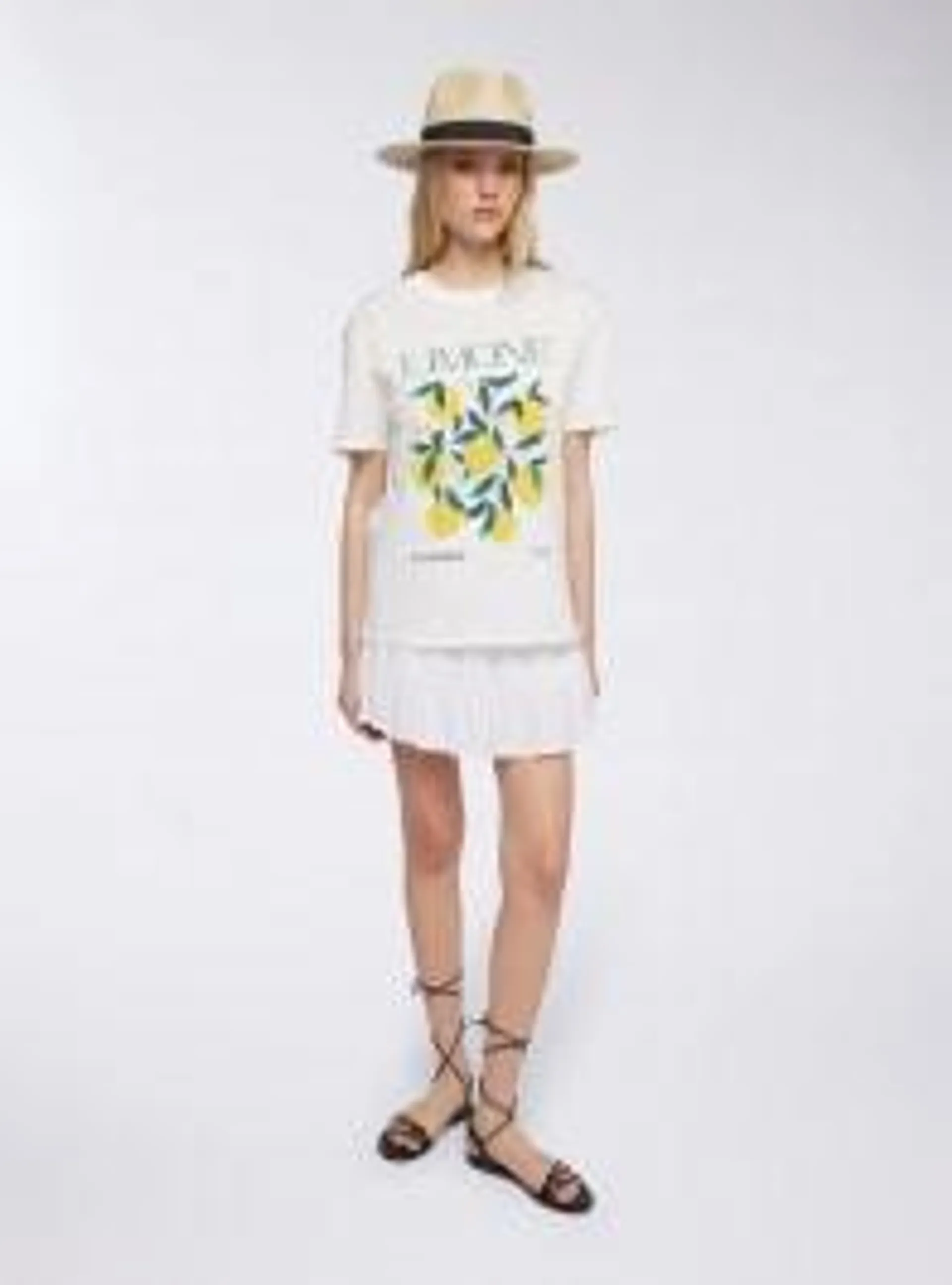 T-shirt ampia con stampa frutta Var bianco lana