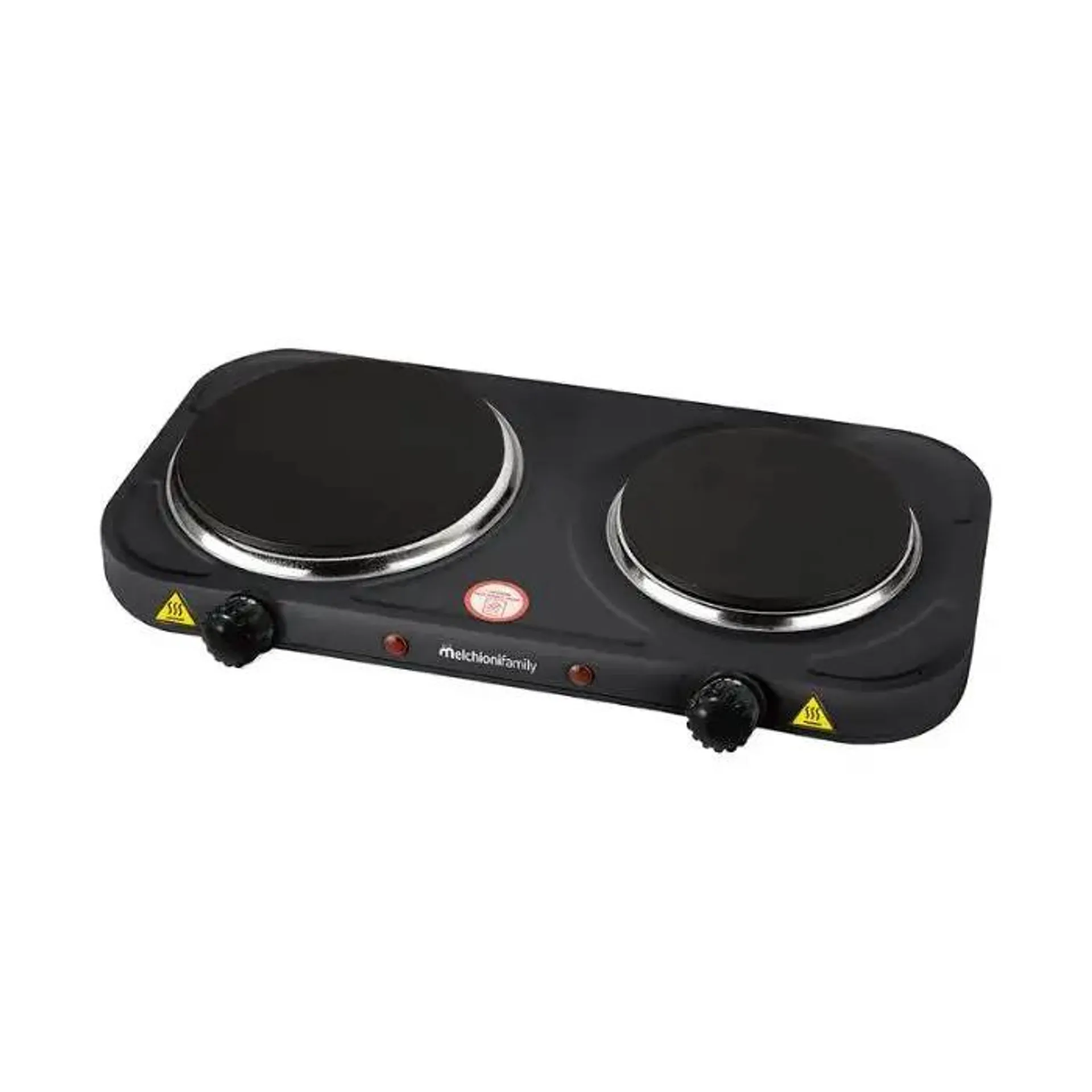 Melchioni family cook2 nero fornello elettrico 2 piastre termostati indipendenti 2500w