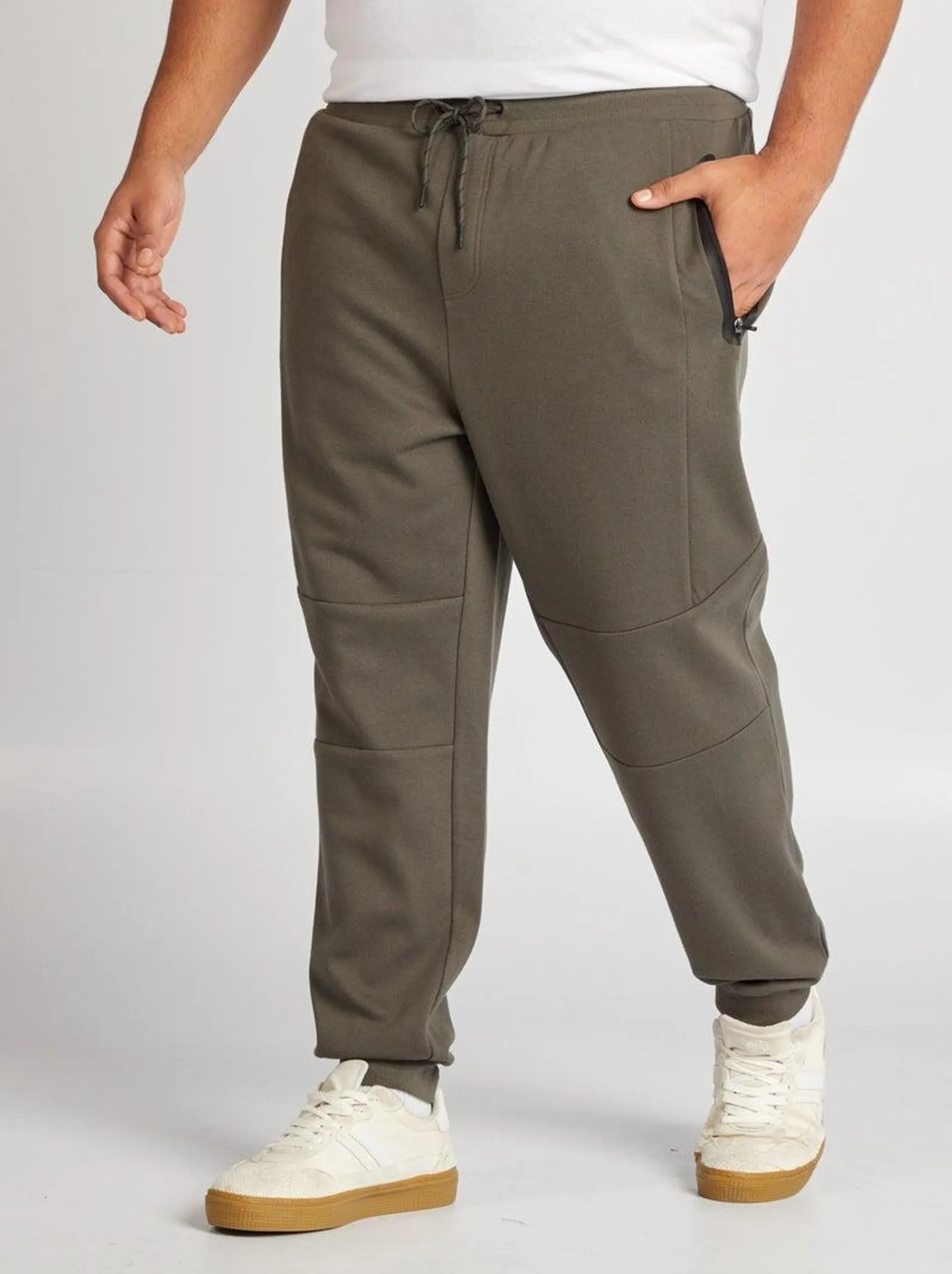 Joggers con tasche con zip in maglia piqué joggers con tasche con zip - tasche con zip - KAKI