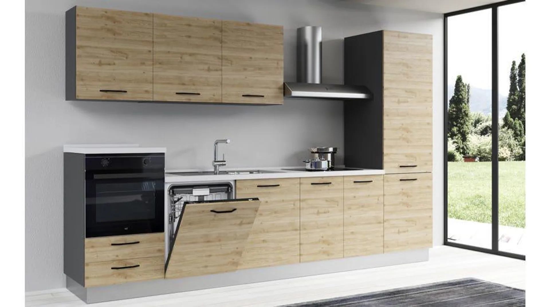 Gilda 2.0 cucina 330 cm colore rovere cadiz