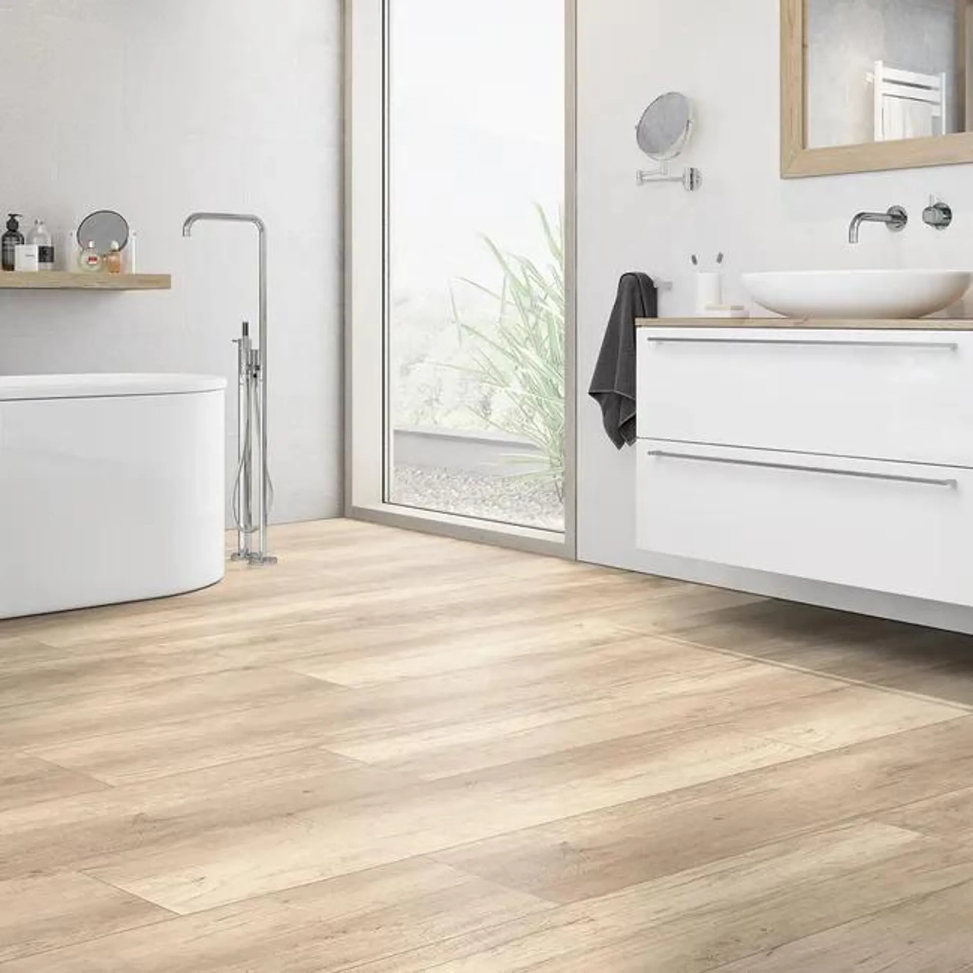 Pavimento laminato ARTENS GREY OAK beige e grigio resistente all'acqua Sp 8mm