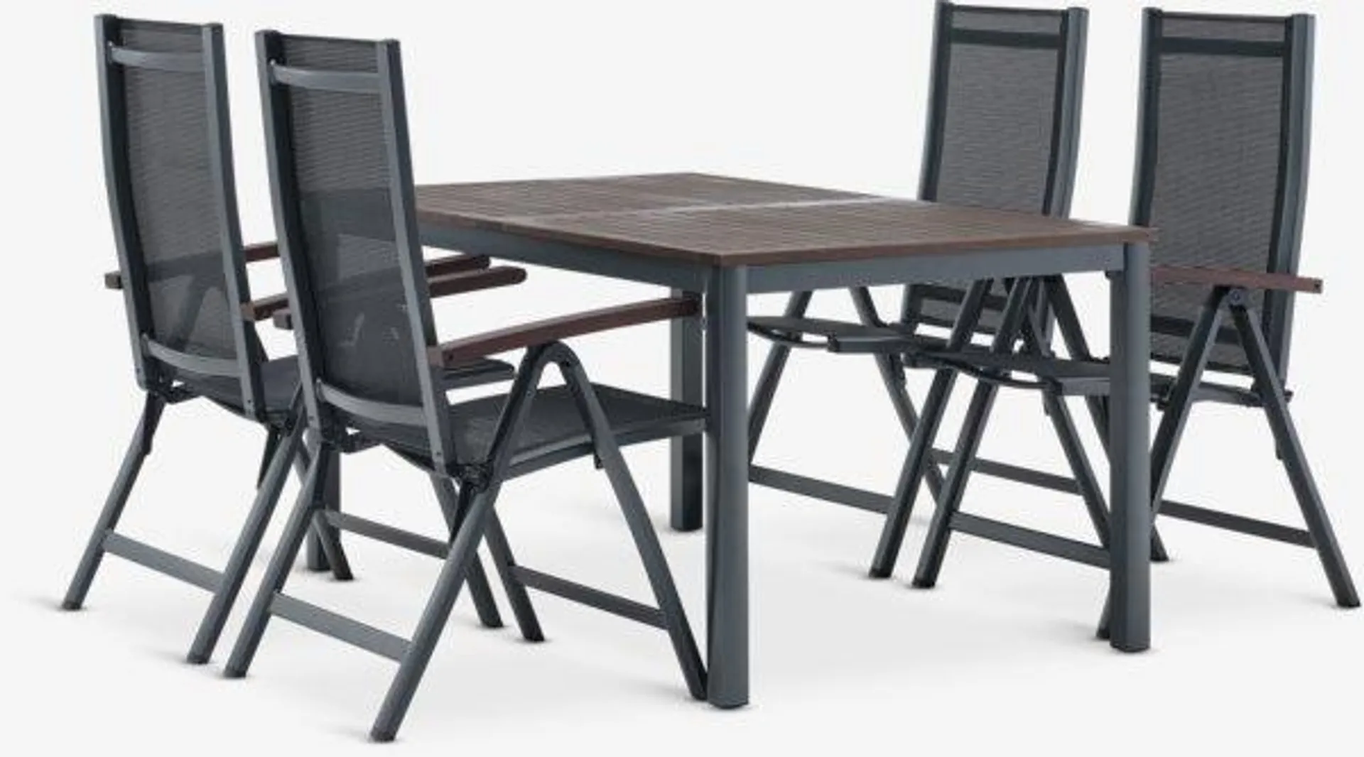 Tavolo YTTRUP L150cm legno duro + 4 sedie LIMHAMN reclin.gri