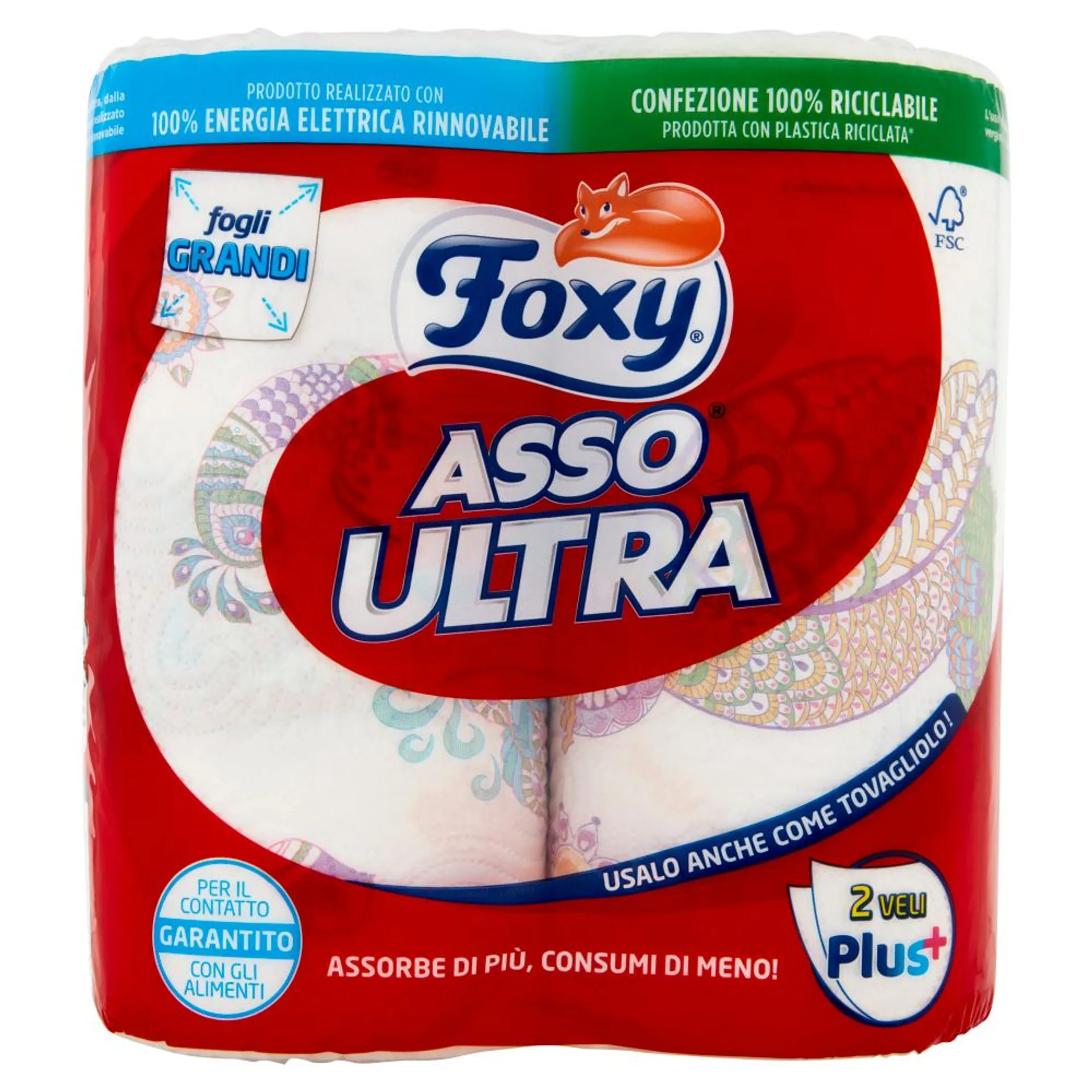 Foxy Asso Ultra Asciugatutto decorato 2 maxi rotoli