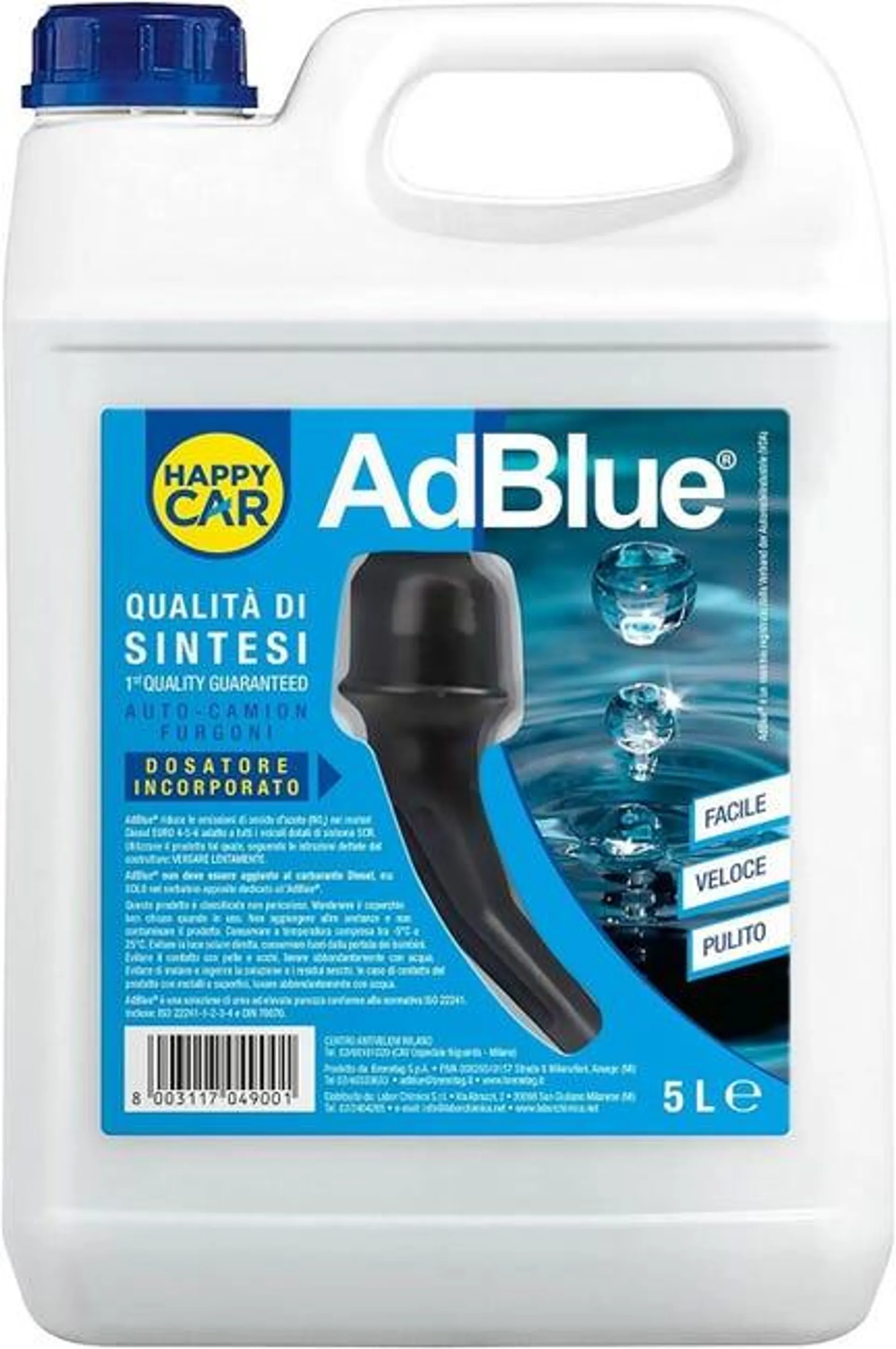 Additivo per motori diesel AdBlue con versatore Happy Car 5 L