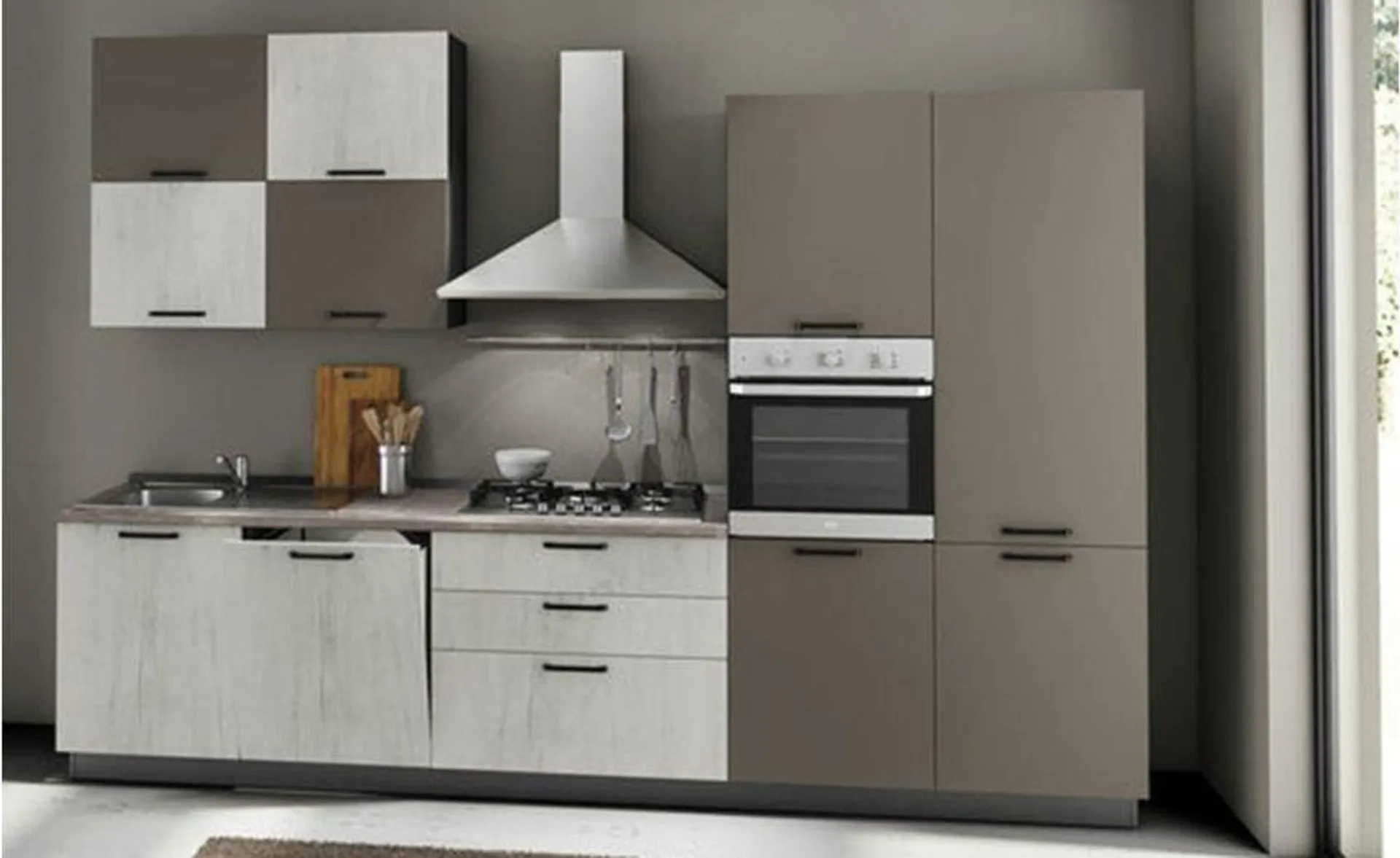 Pratika cucina 330 cm colore canyon bianco e antracite