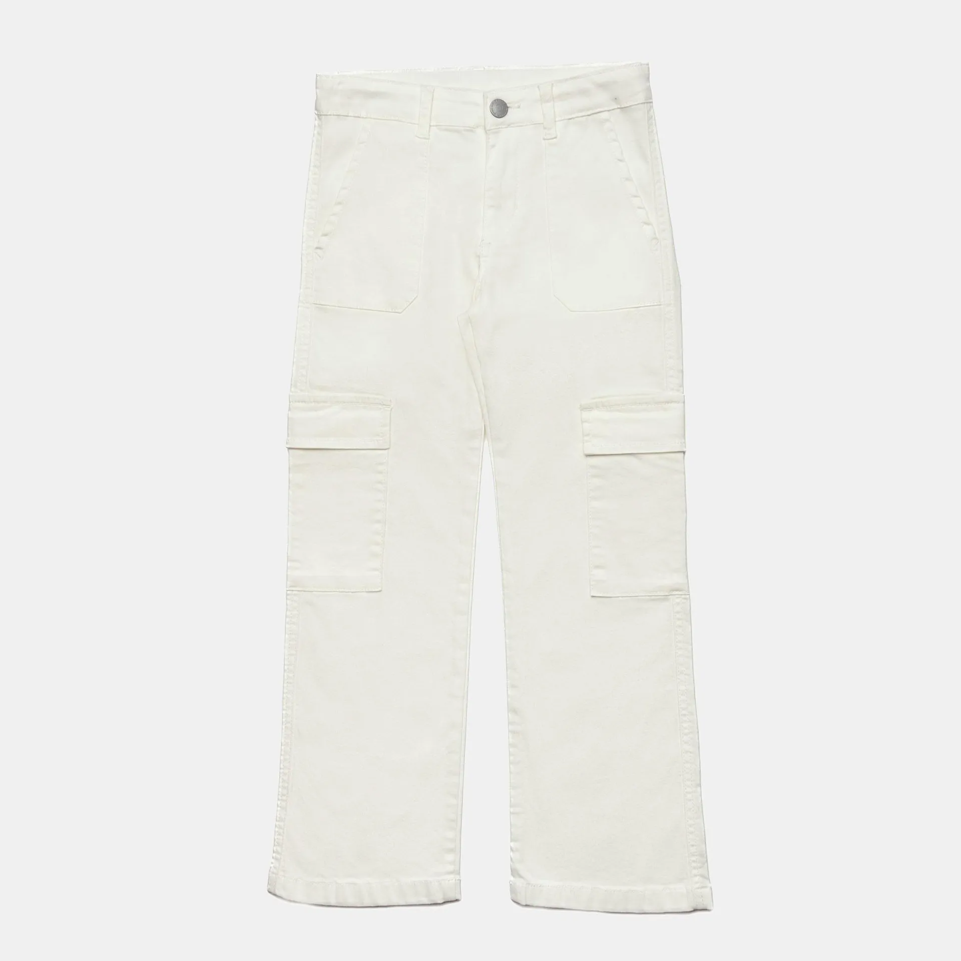 Pantalone in tela di cotone da Bambina, BIANCO