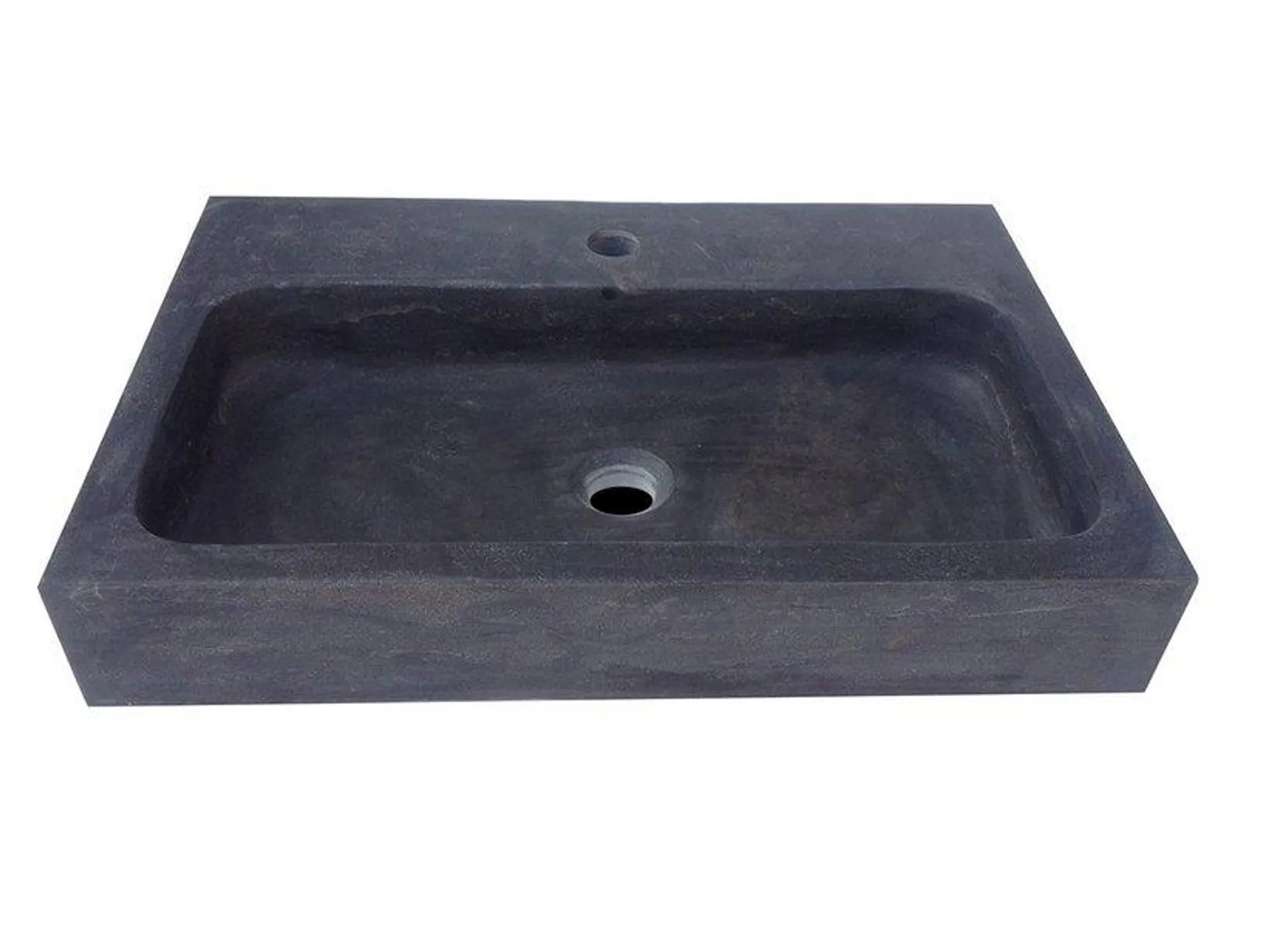 Lavabo Appoggio/Incasso Purestone Recife 60X40Xh10 Pietra Naturale Nero