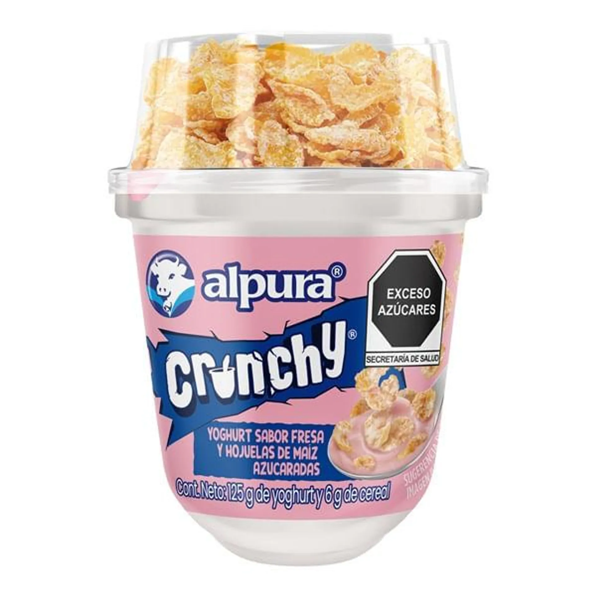 Yoghurt Alpura batido fresa 125 g+hojuelas azúcar 6 g