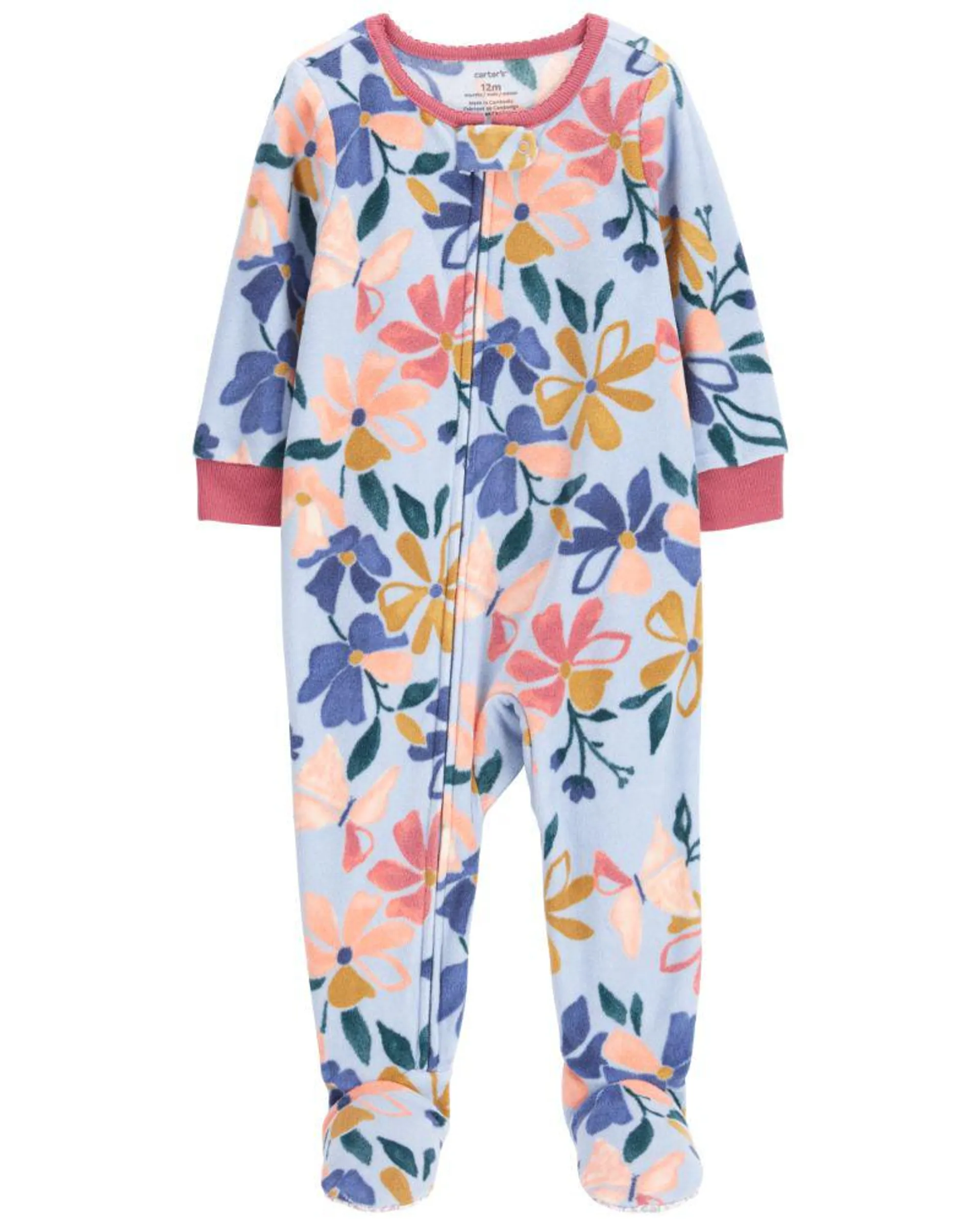 Mameluco De Tela Polar De 1 Pieza Con Estampado Floral Carter's
