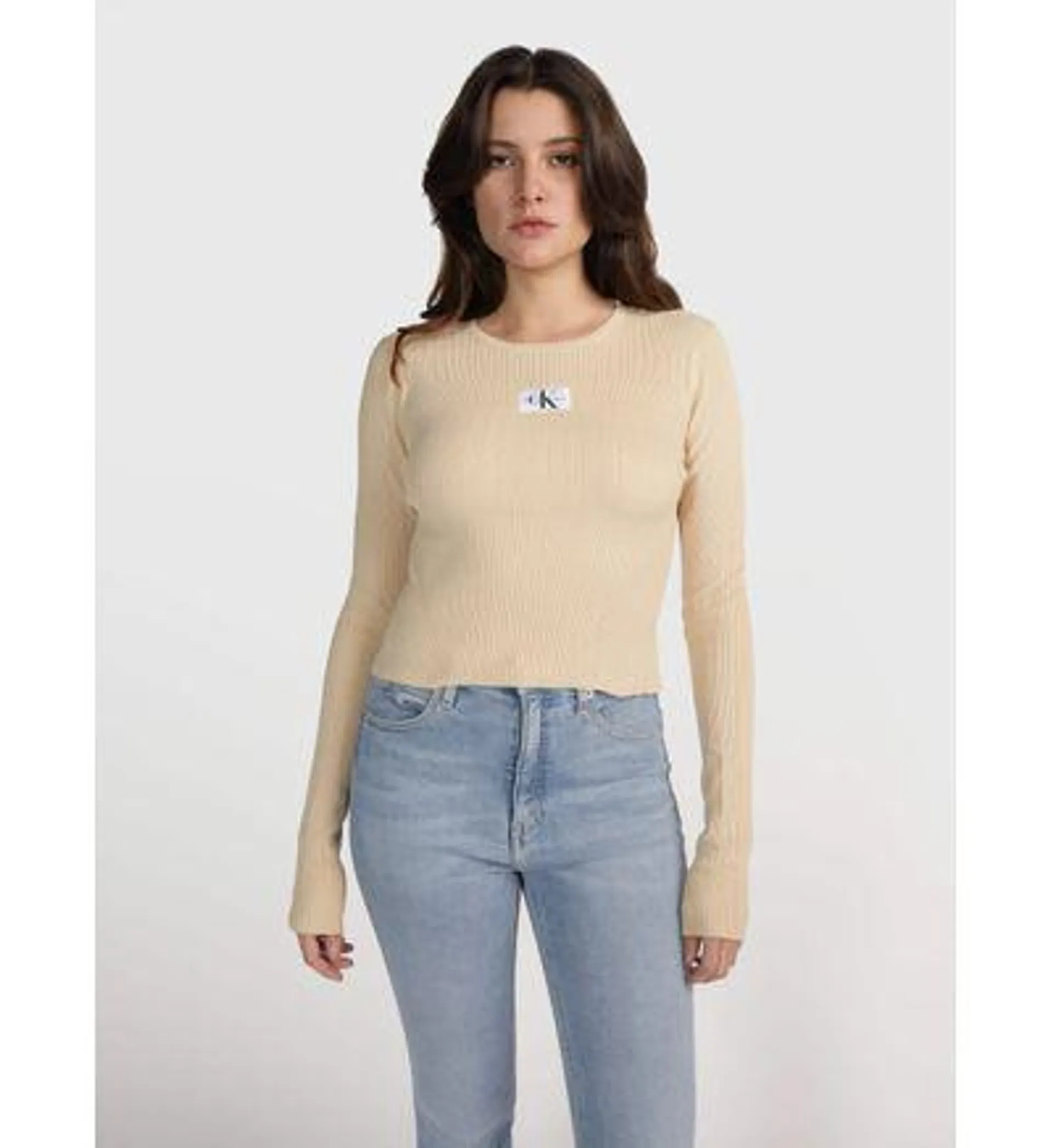 Suéter Calvin Klein Organic Cotton Mujer Beige