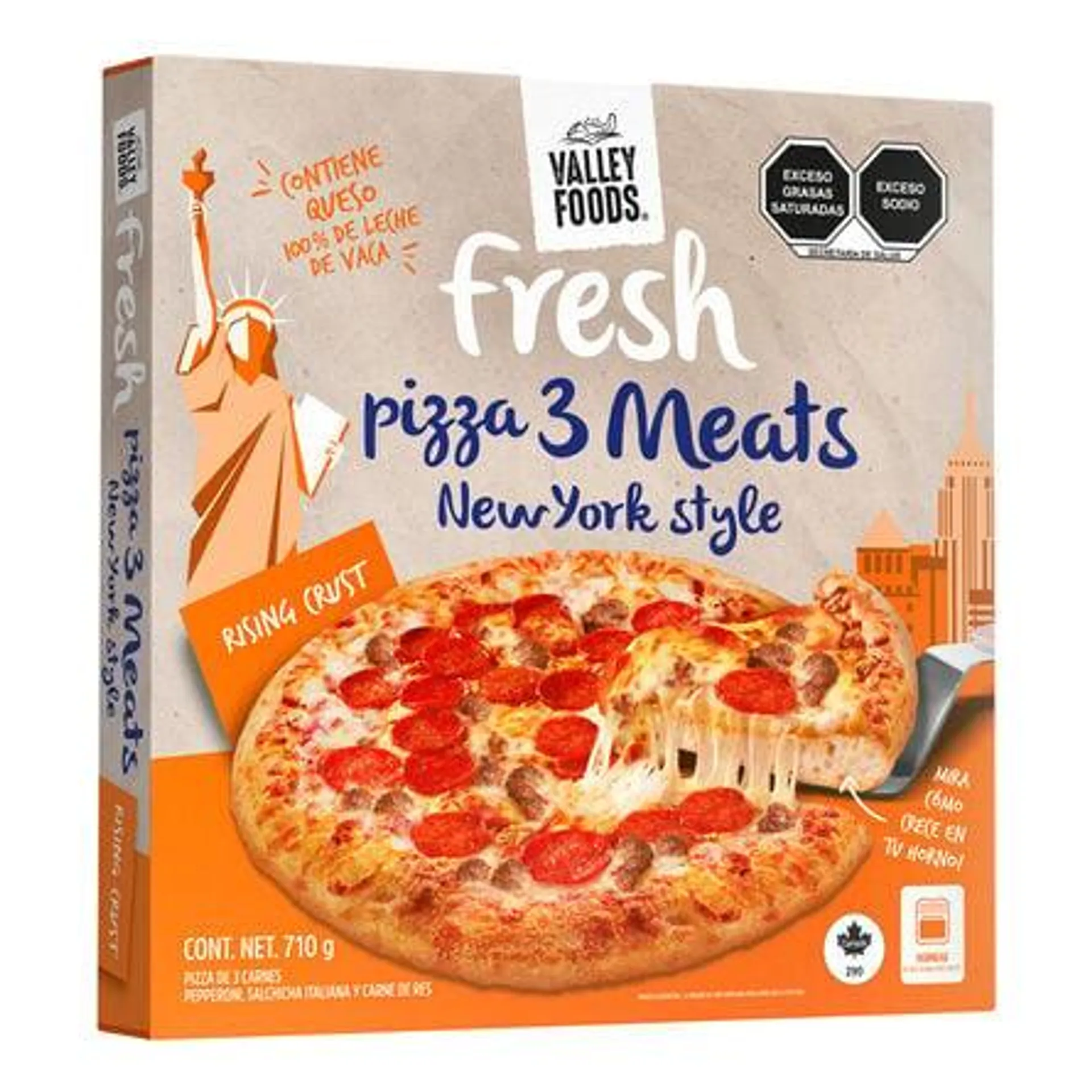 Pizza congelada Valley Foods Fresh 3 carnes 710 g