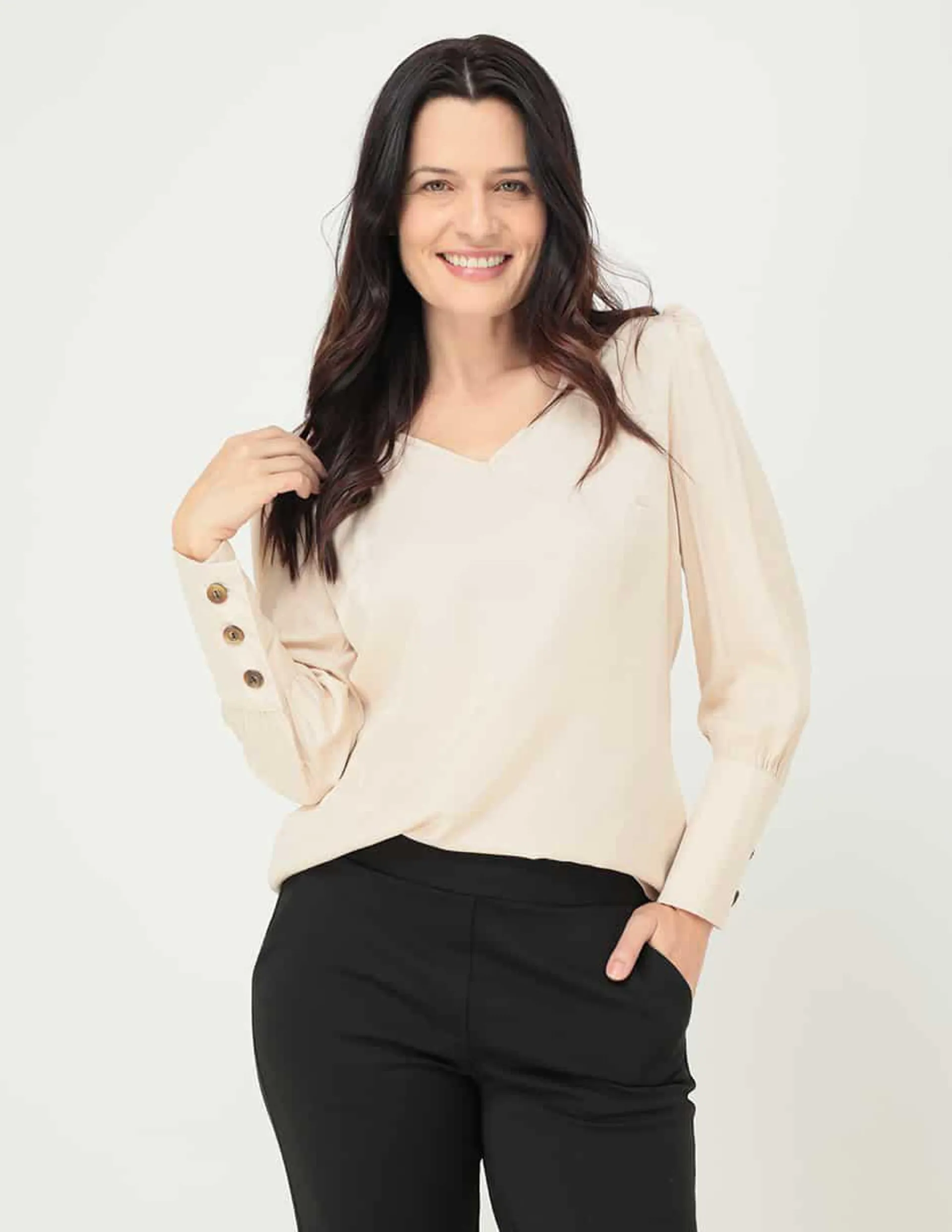 Blusa Pierre Cardin manga larga para mujer