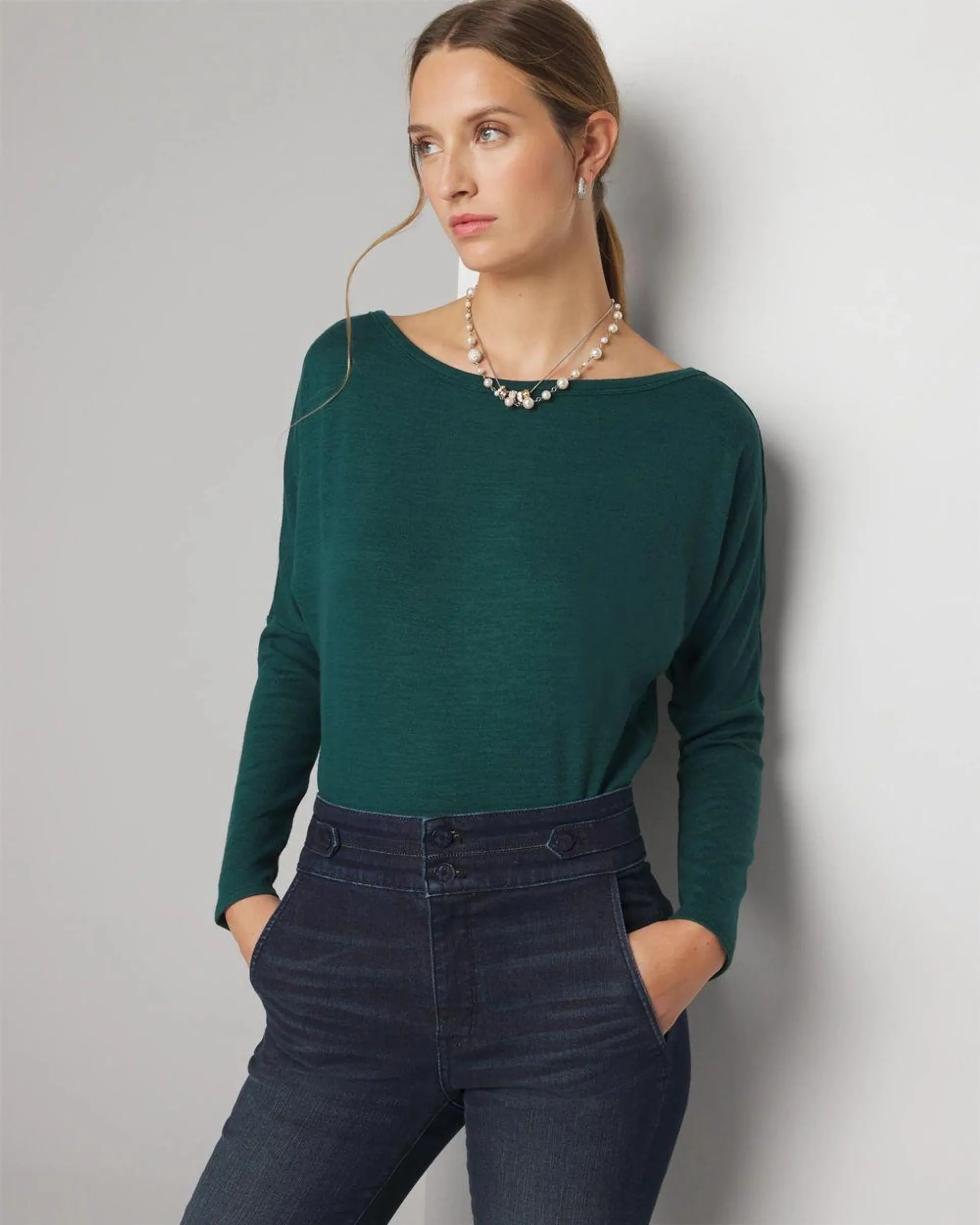 Long Sleeve Knit Top with Cutout Back