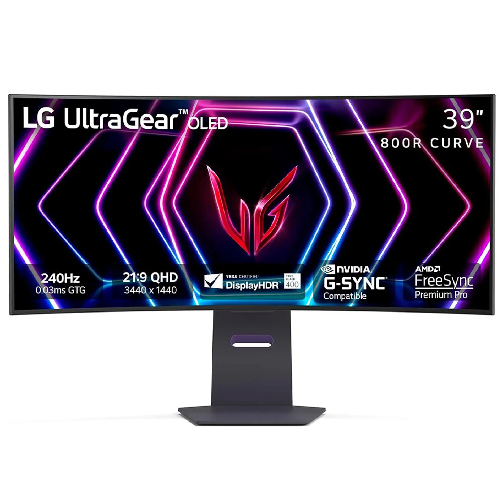 Monitor Curvo LG 39GS95QE Ultragear OLED / 39 pulgadas / WQHD / 800R / 240Hz / 0.03ms / DisplayHDR / True Black 400 / AMD FreeSync Premium Pro / NVIDIA G-Sync / HDMI 2.1 / DisplayPort / 39GS95QE-B