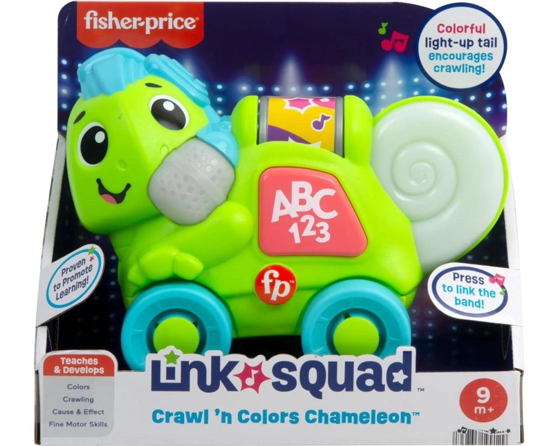 Fisher-Price Juguete de aprendizaje para bebés Link Squad Crawl 'n Colors Camaleón HYL18