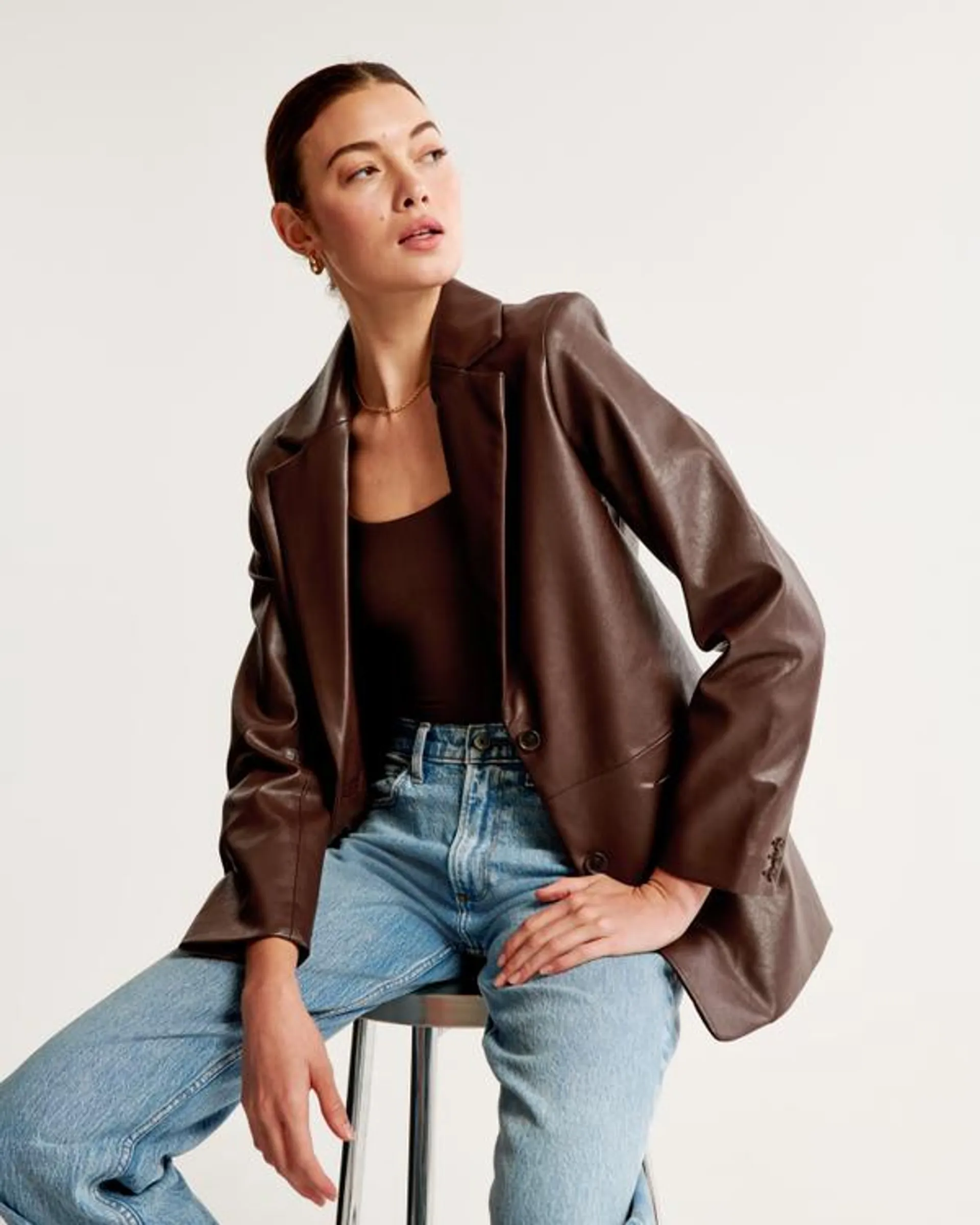 Vegan Leather Blazer