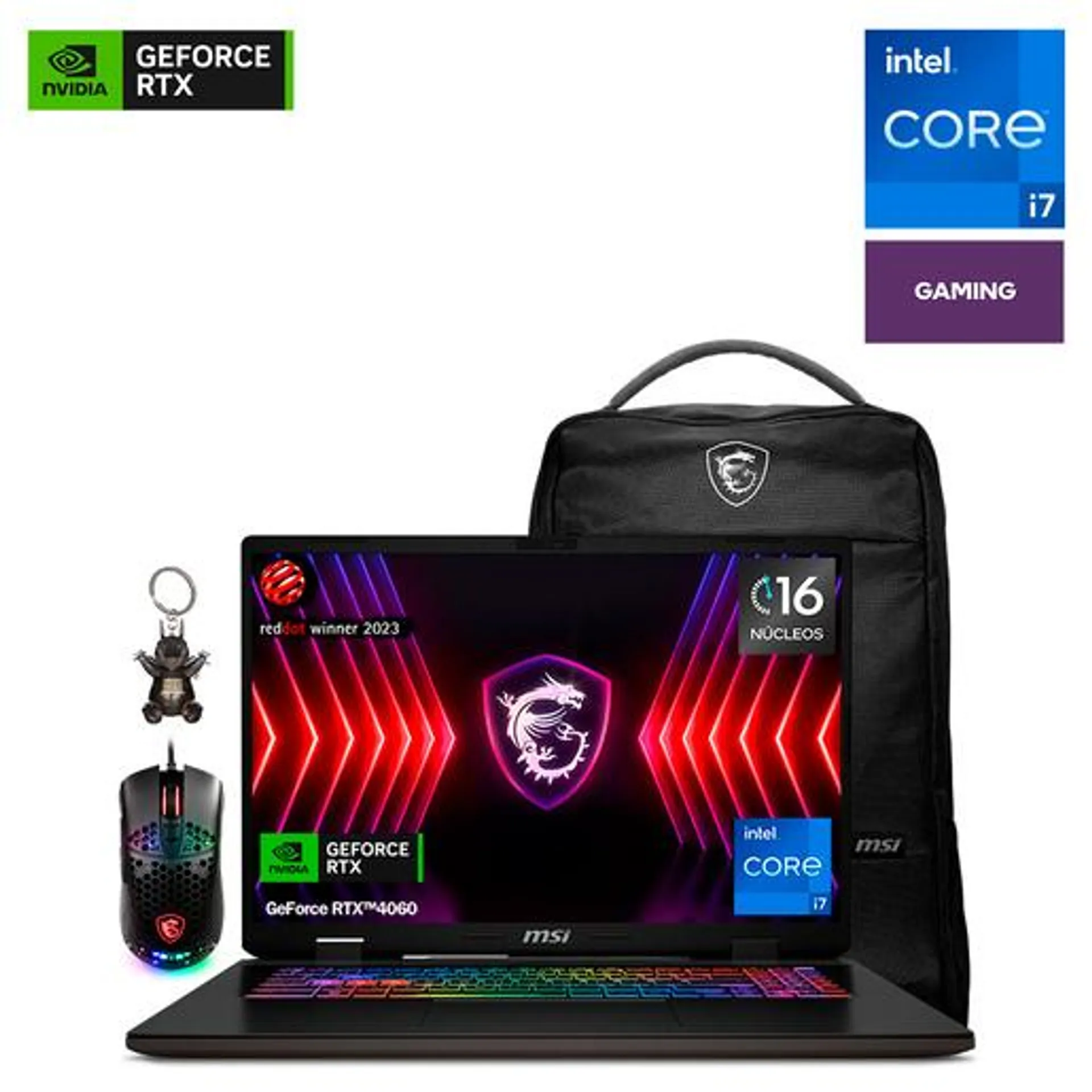 Bundle Laptop Gamer MSI Sword 17 HX Intel Core i7 Nvidia Geforce RTX4060 FHD 17 pulg. 512gb SSD 16gb RAM más Mochila y Mouse