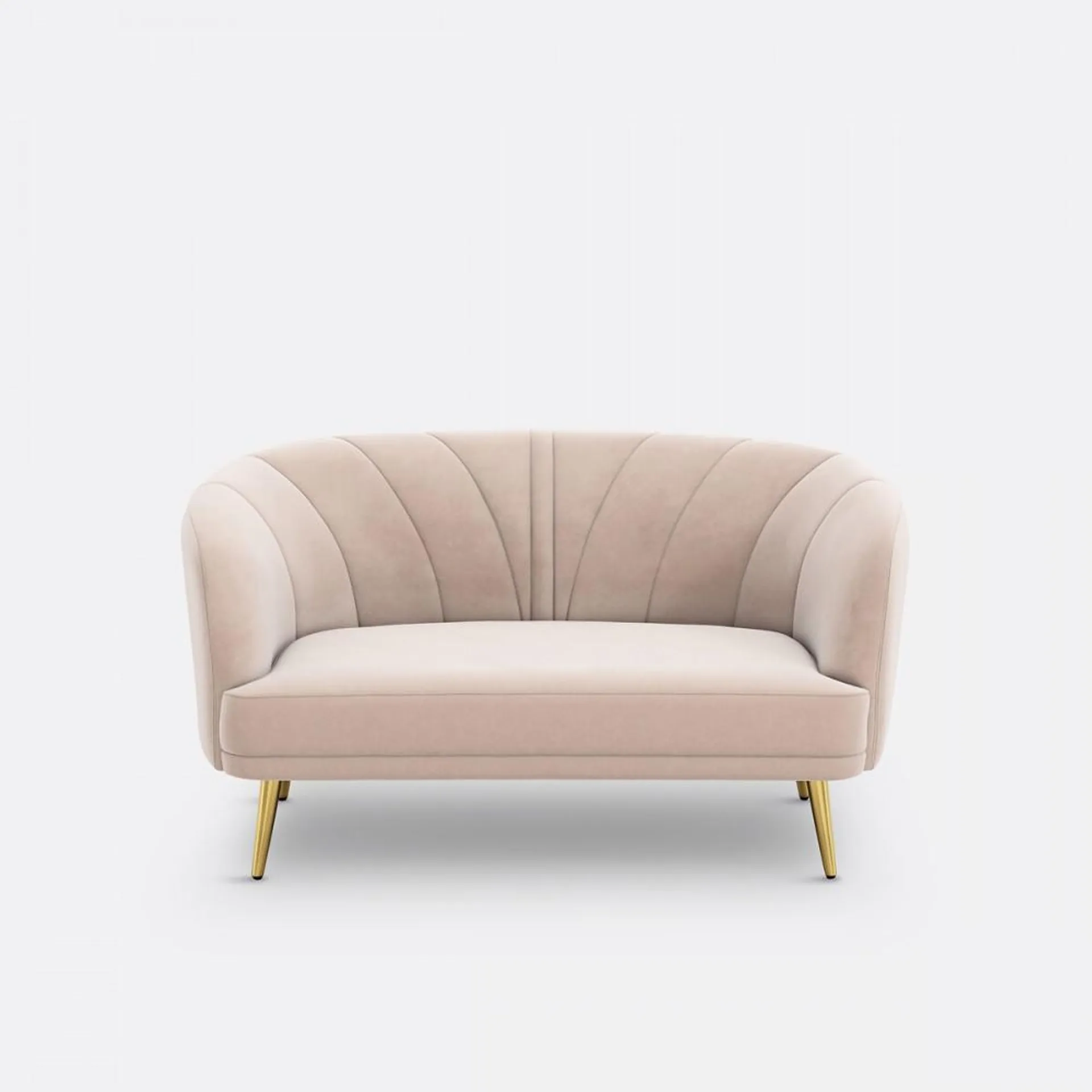 Leonne - Loveseat estilo clásico en terciopelo color rosa pastel