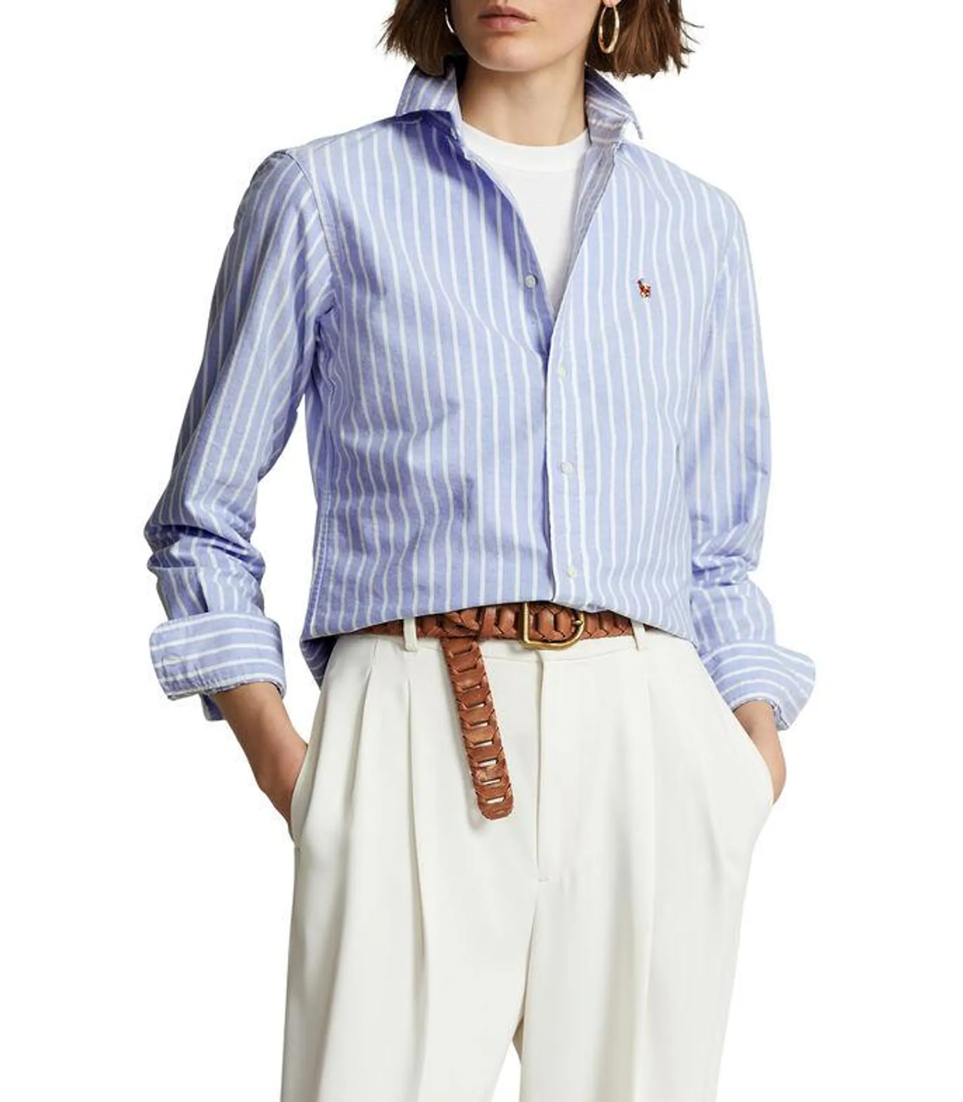 Camisa rayada manga larga Mujer