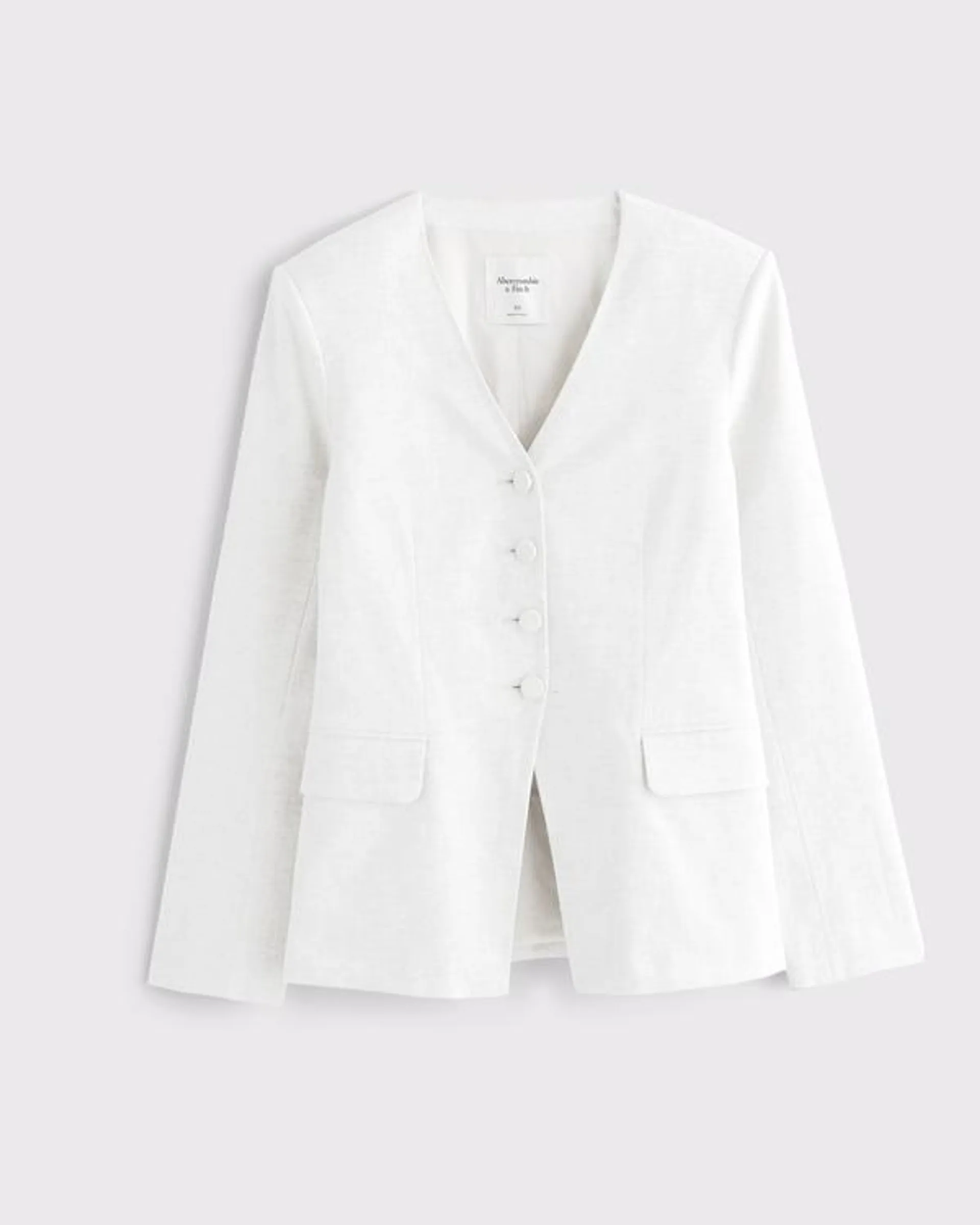 Linen-Blend Collarless Blazer
