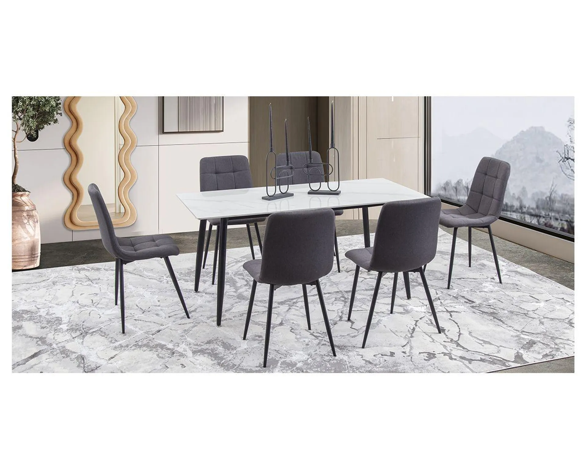 Comedor Rectangular Clever Gris Oxford 7 Piezas