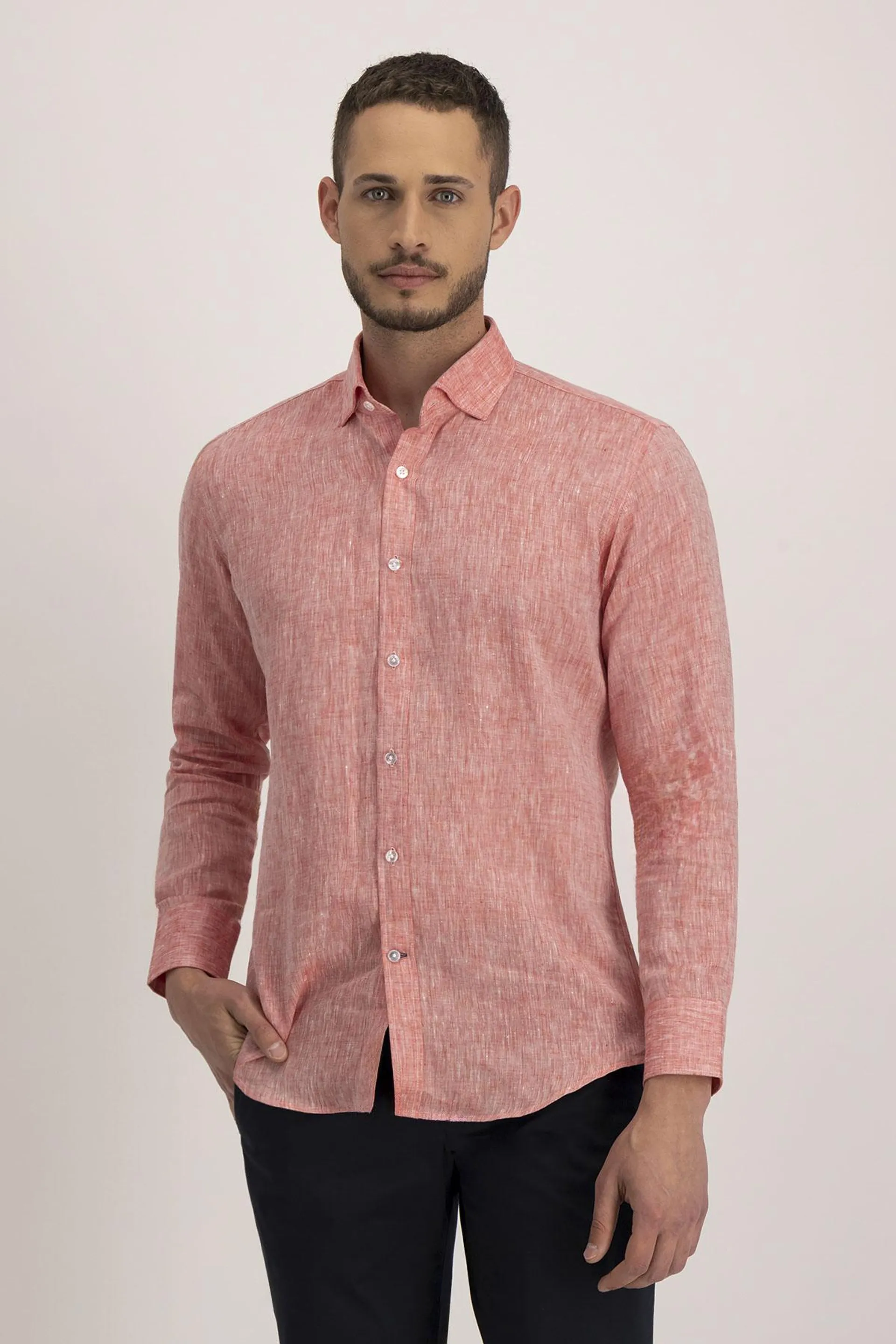 Camisa Casual LINEN Roberts Rojo Slim Fit