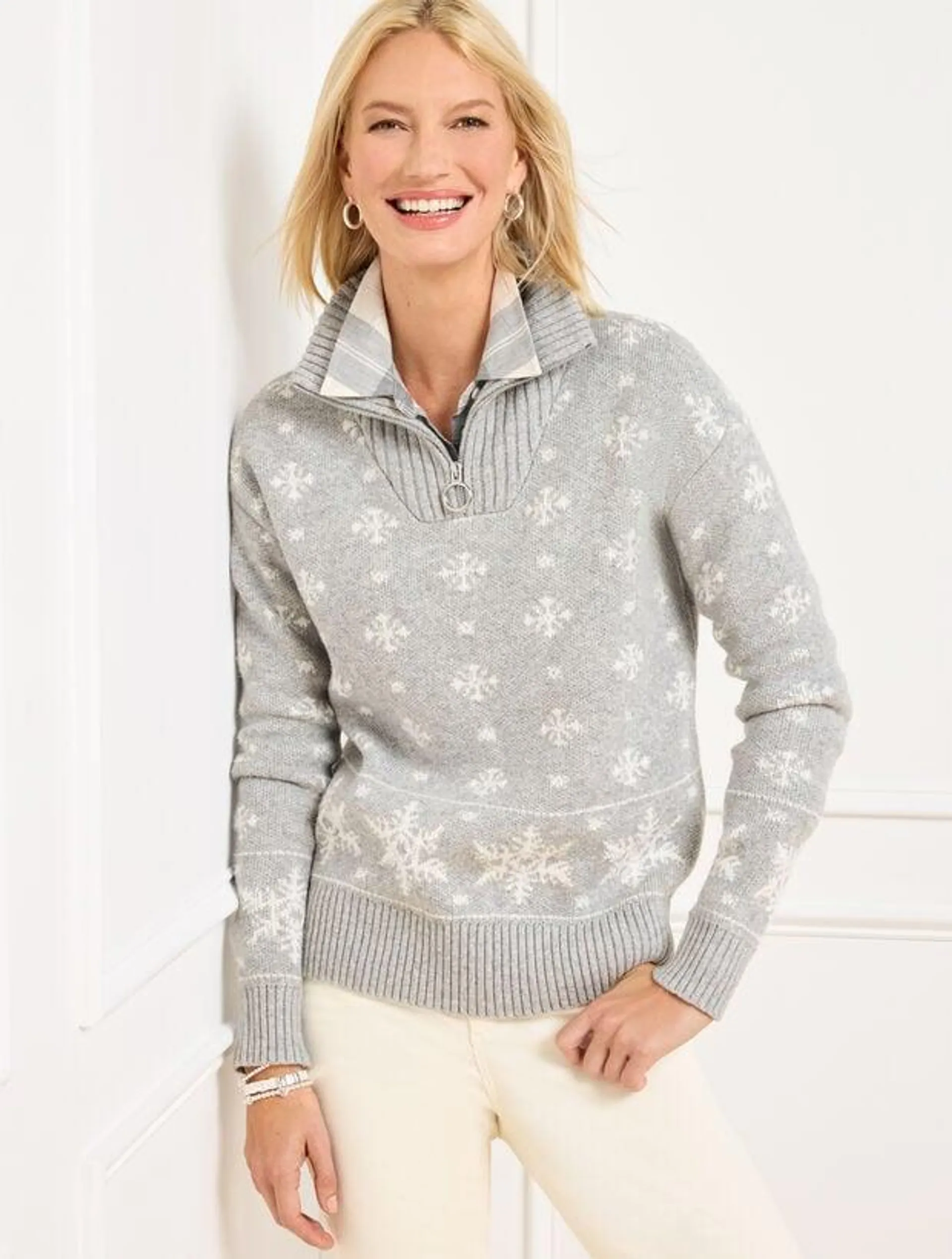 Half-Zip Sweater - Snowflake