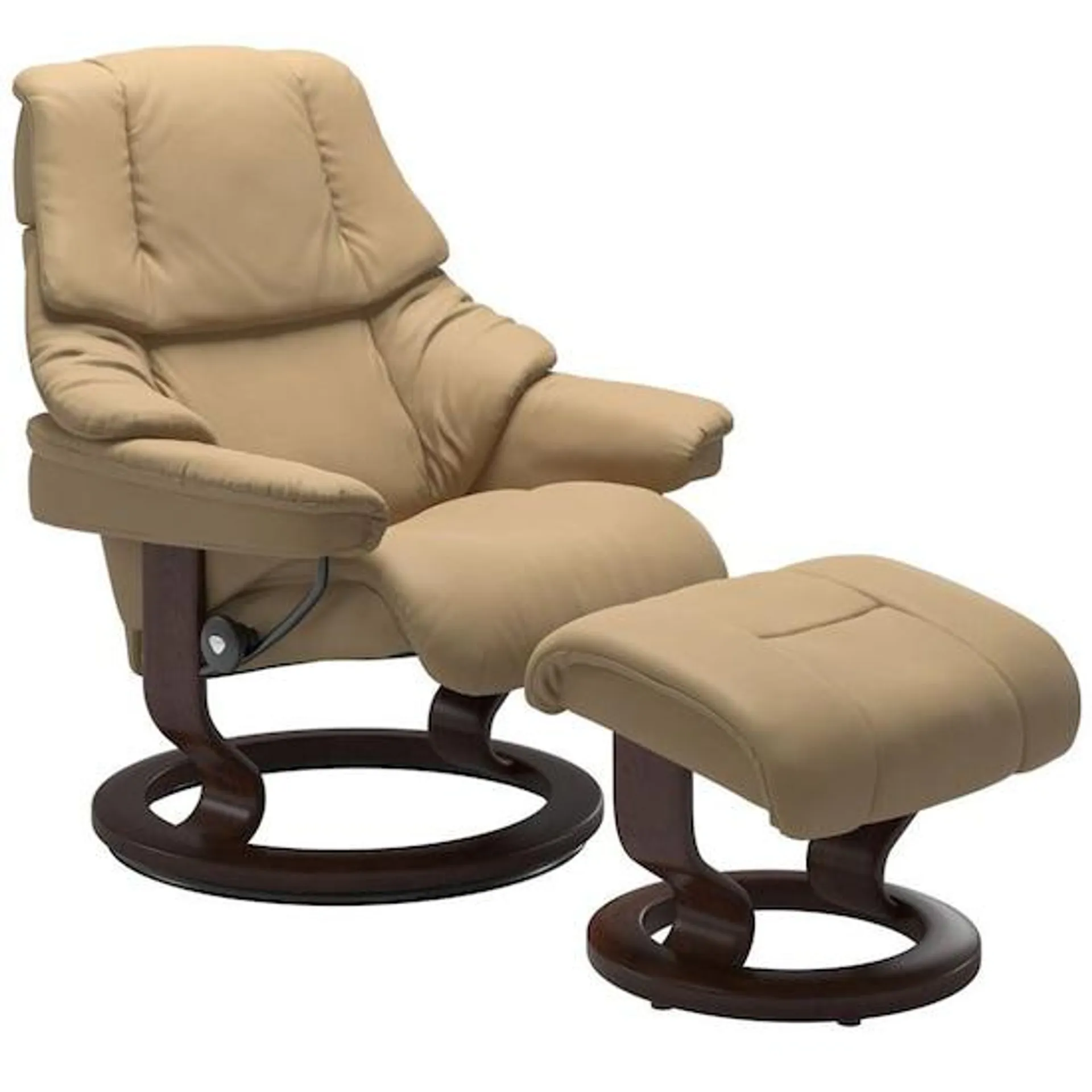 Reclinable Brown con Taburete Mediano Clas Piel Sand Stressless