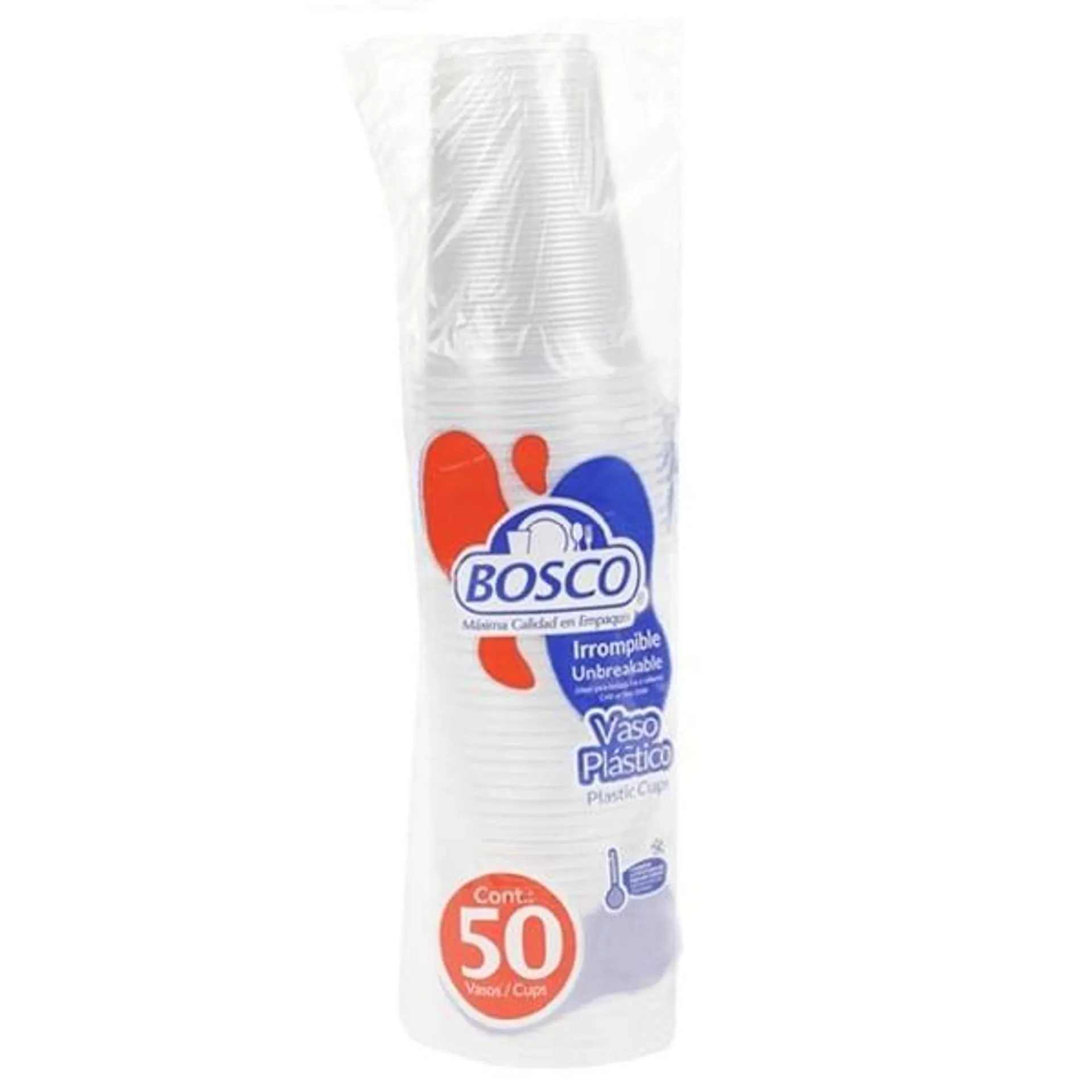 Vaso Bosco plástico número 6 traslúcido con 50 piezas