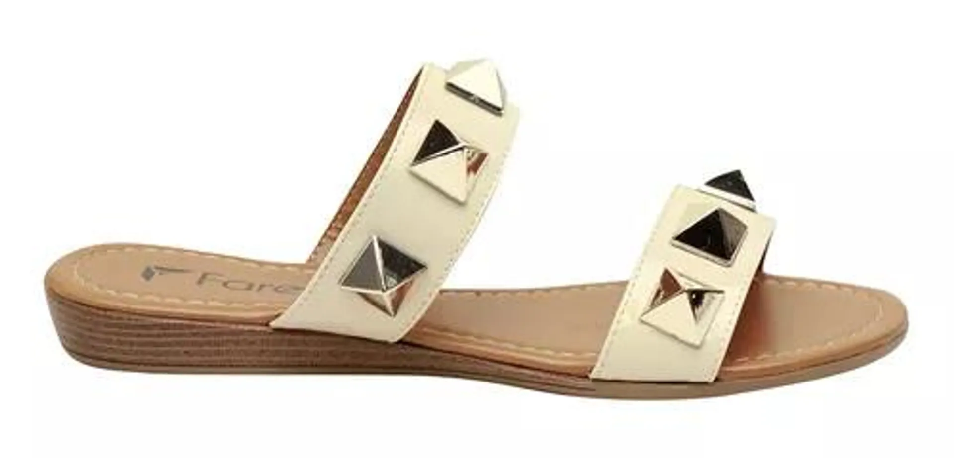 Sandalia Dama Piso Chanclas Charol Mujer Betty Beige Fareli