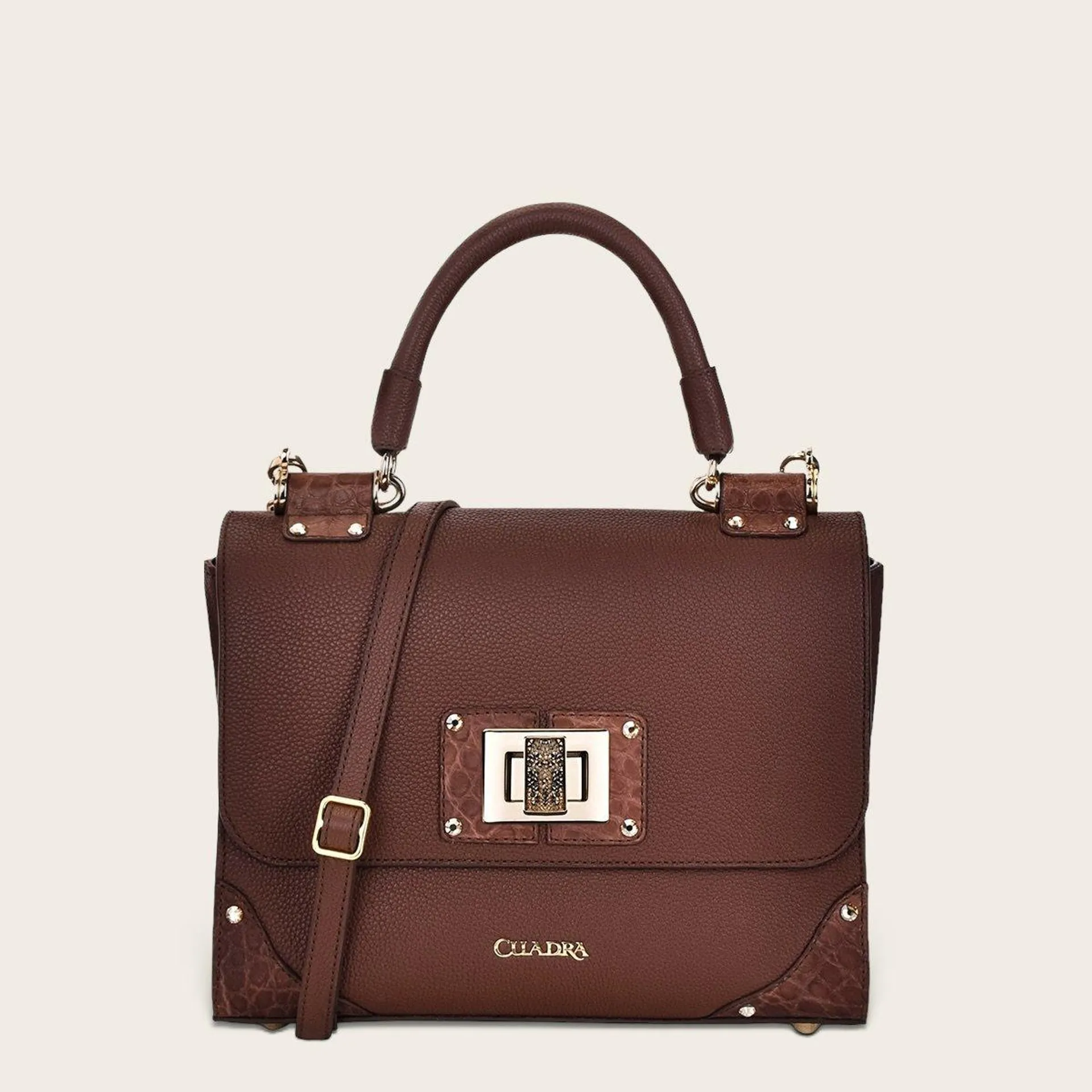 Bolso Noranta con piel de moreleti .