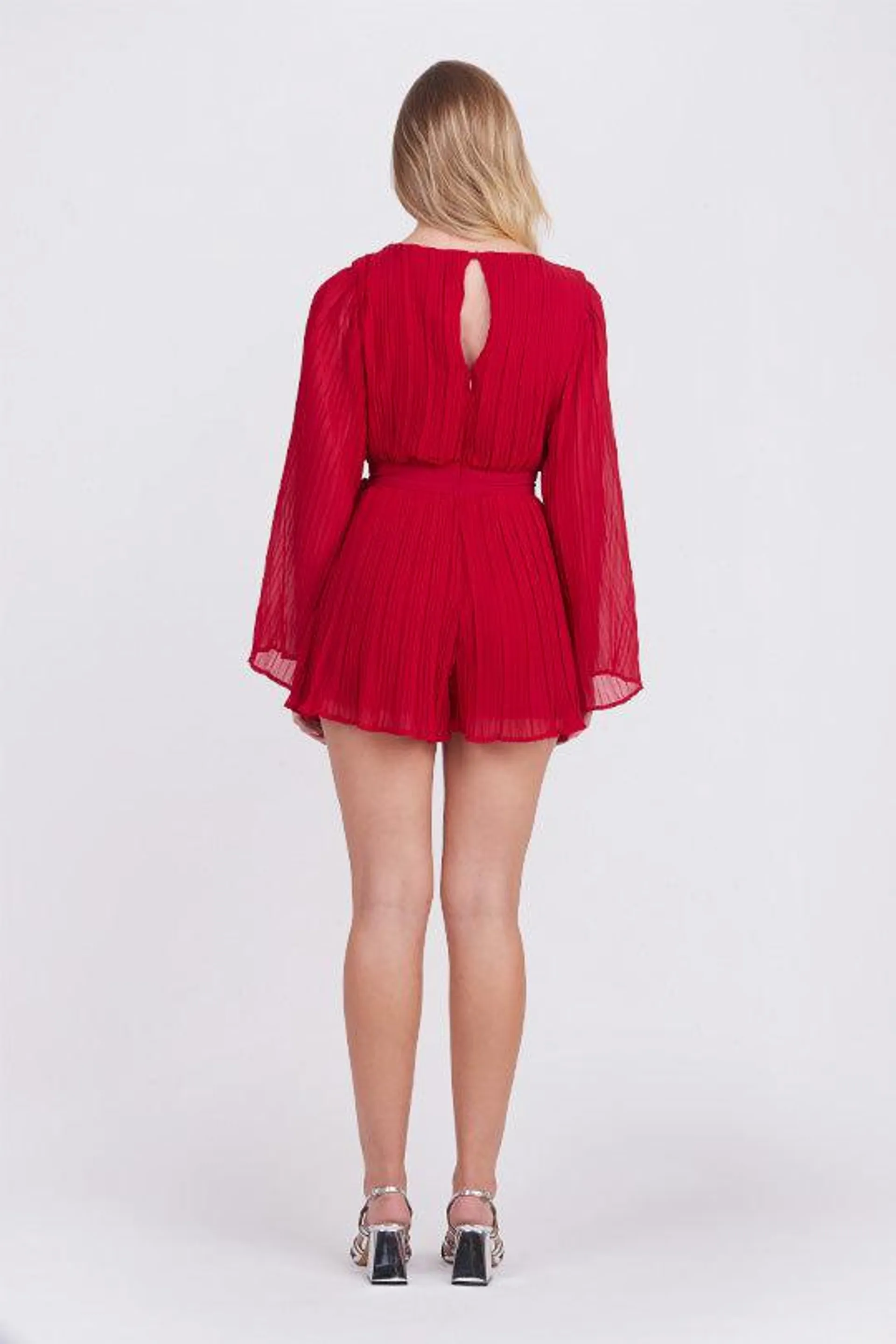 ROMPER ROJO PLISADO CON FALDA ENVOLVENTE