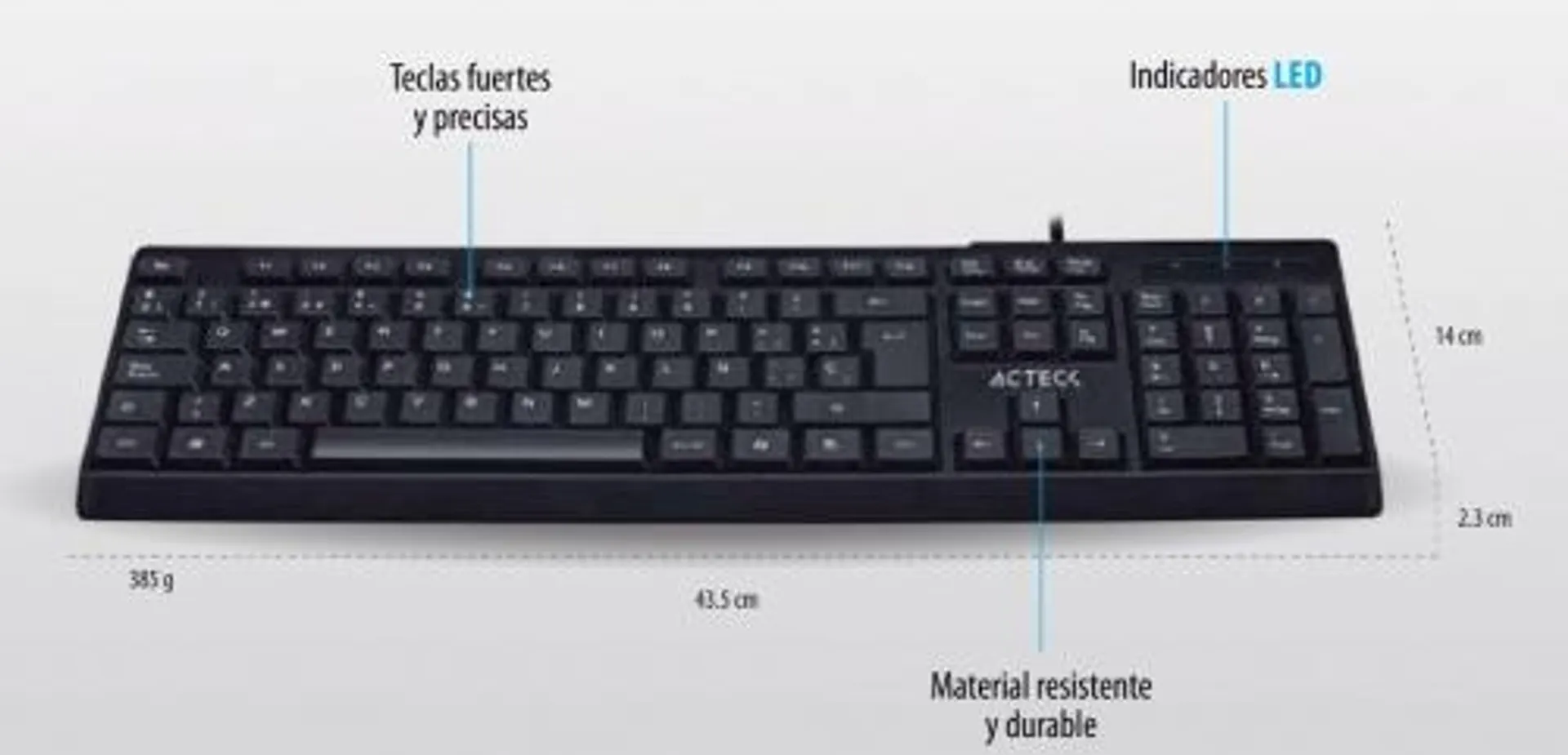 Teclado Acteck AC-928946, Alámbrico, USB, Negro (Español)